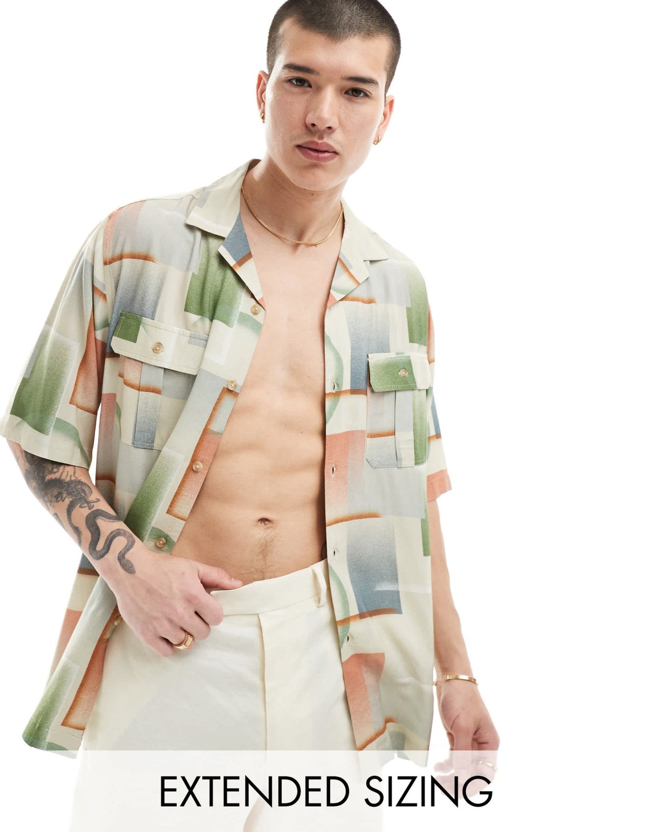 ASOS DESIGN relaxed revere shirt with vintage ombre print - ASOS Sample Sale EU Store