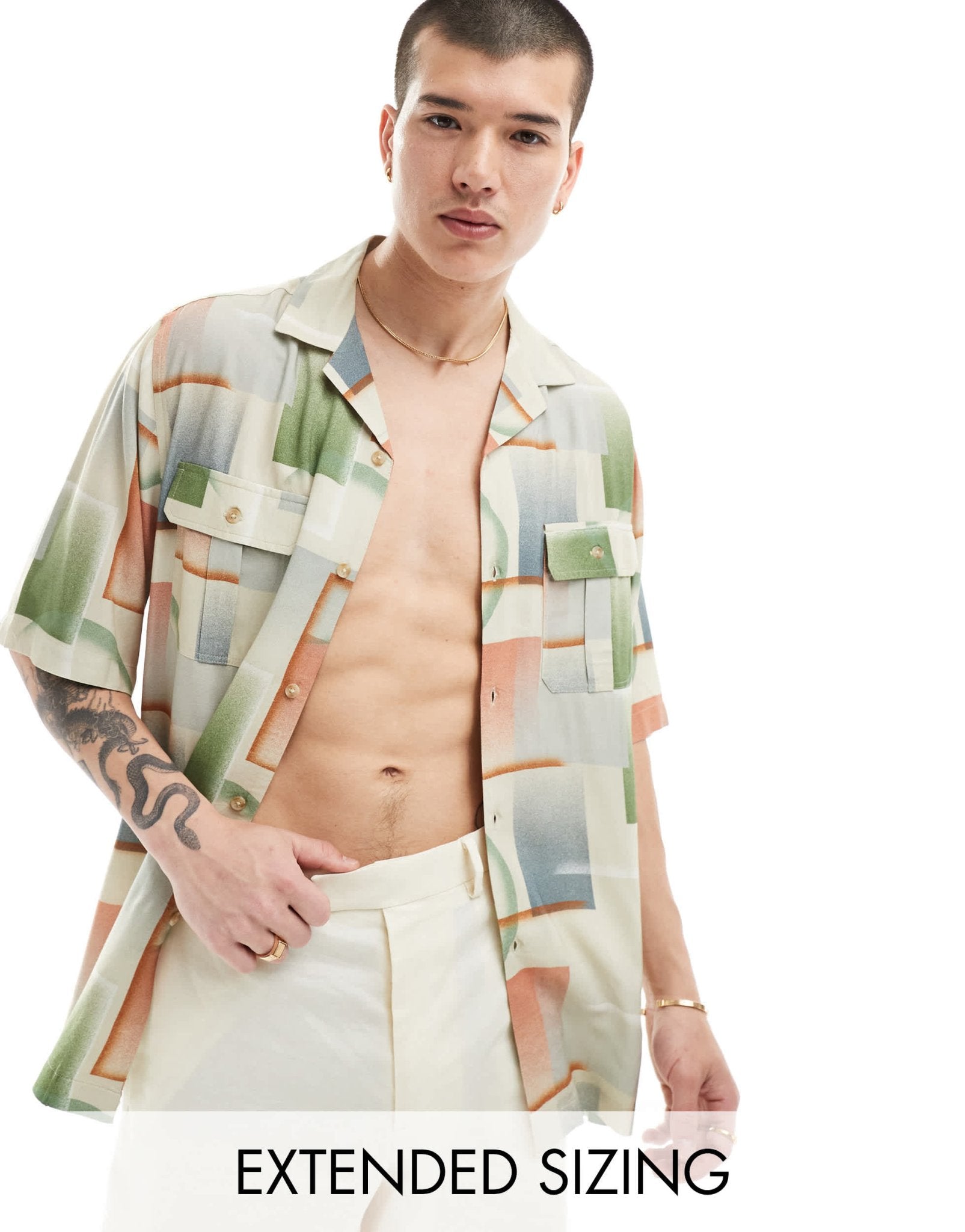 ASOS DESIGN relaxed revere shirt with vintage ombre print - ASOS Sample Sale EU Store