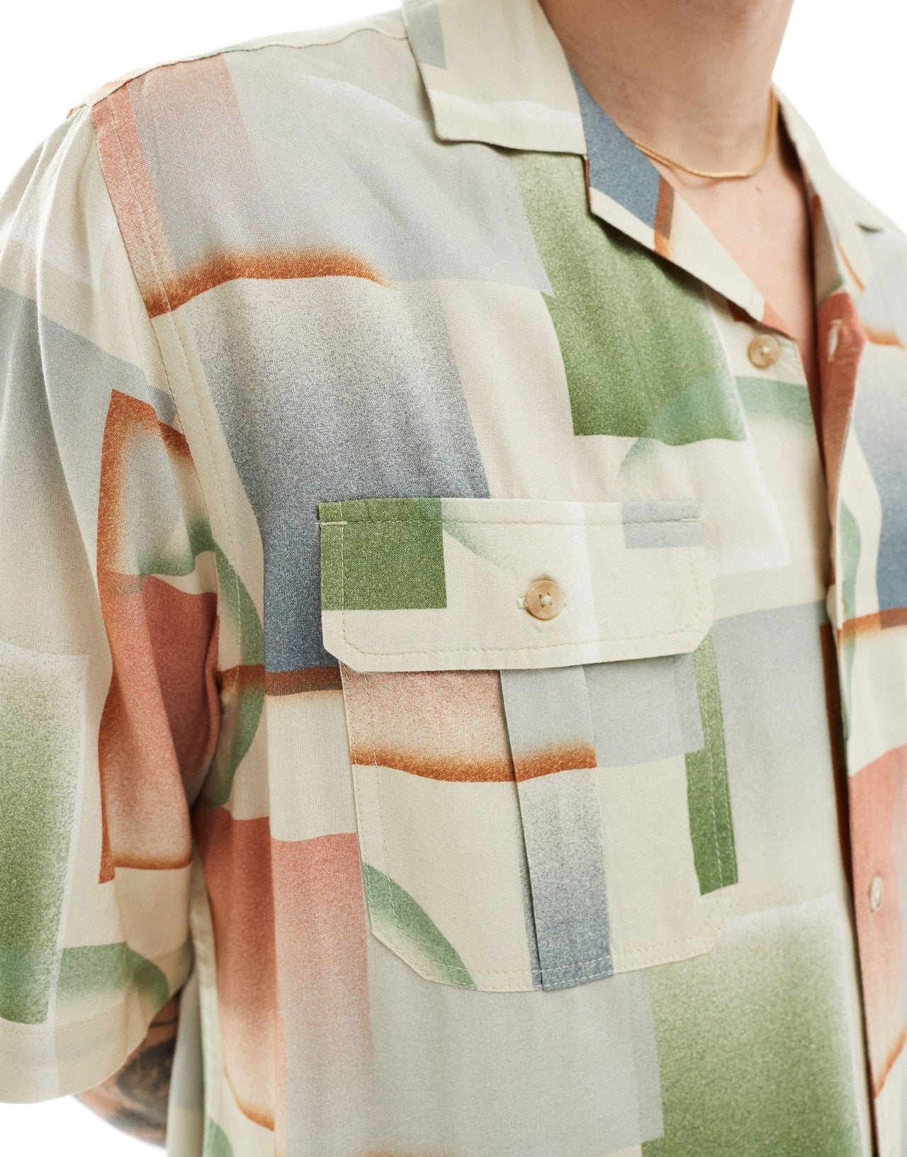 ASOS DESIGN relaxed revere shirt with vintage ombre print - ASOS Sample Sale EU Store