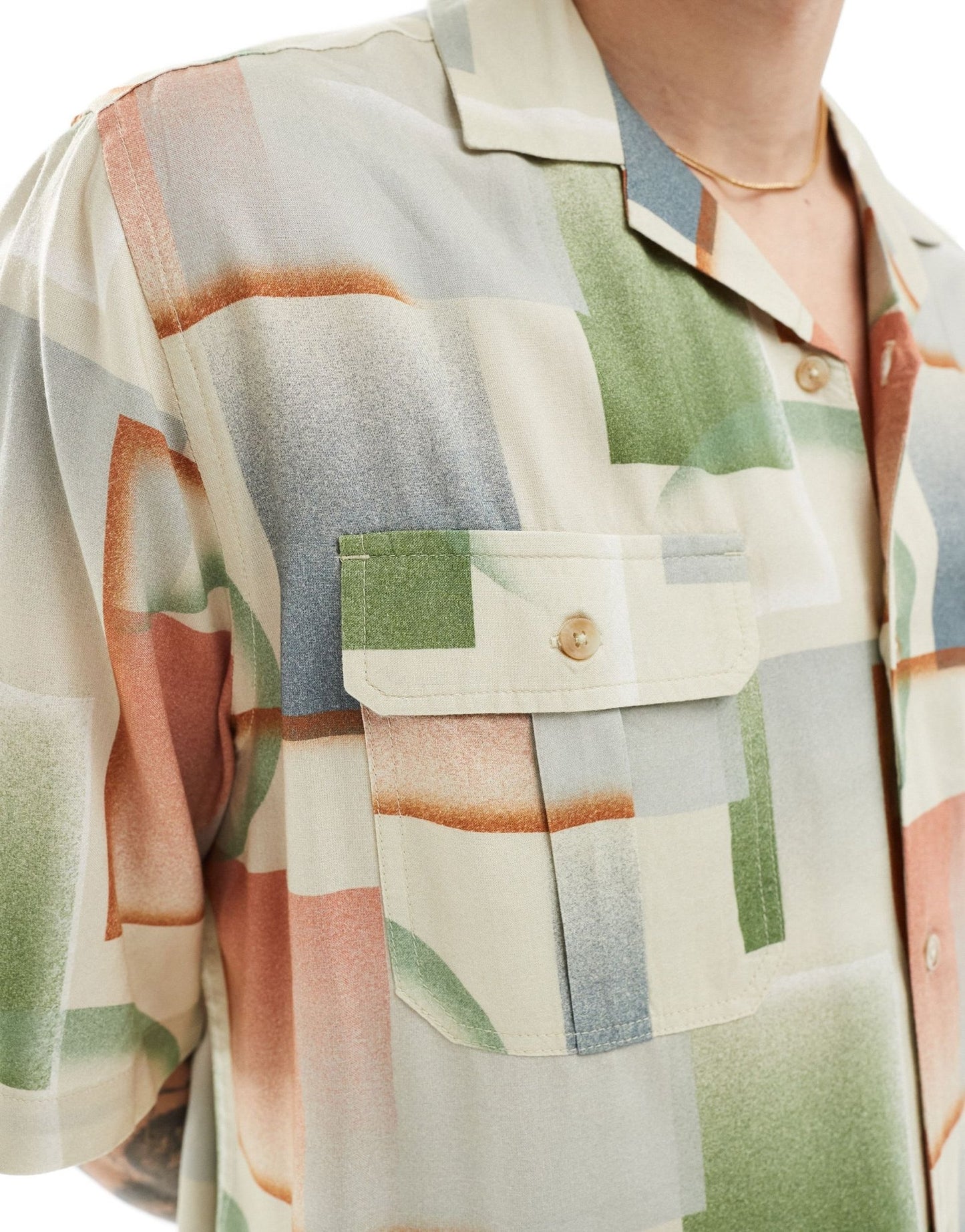 ASOS DESIGN relaxed revere shirt with vintage ombre print - ASOS Sample Sale EU Store