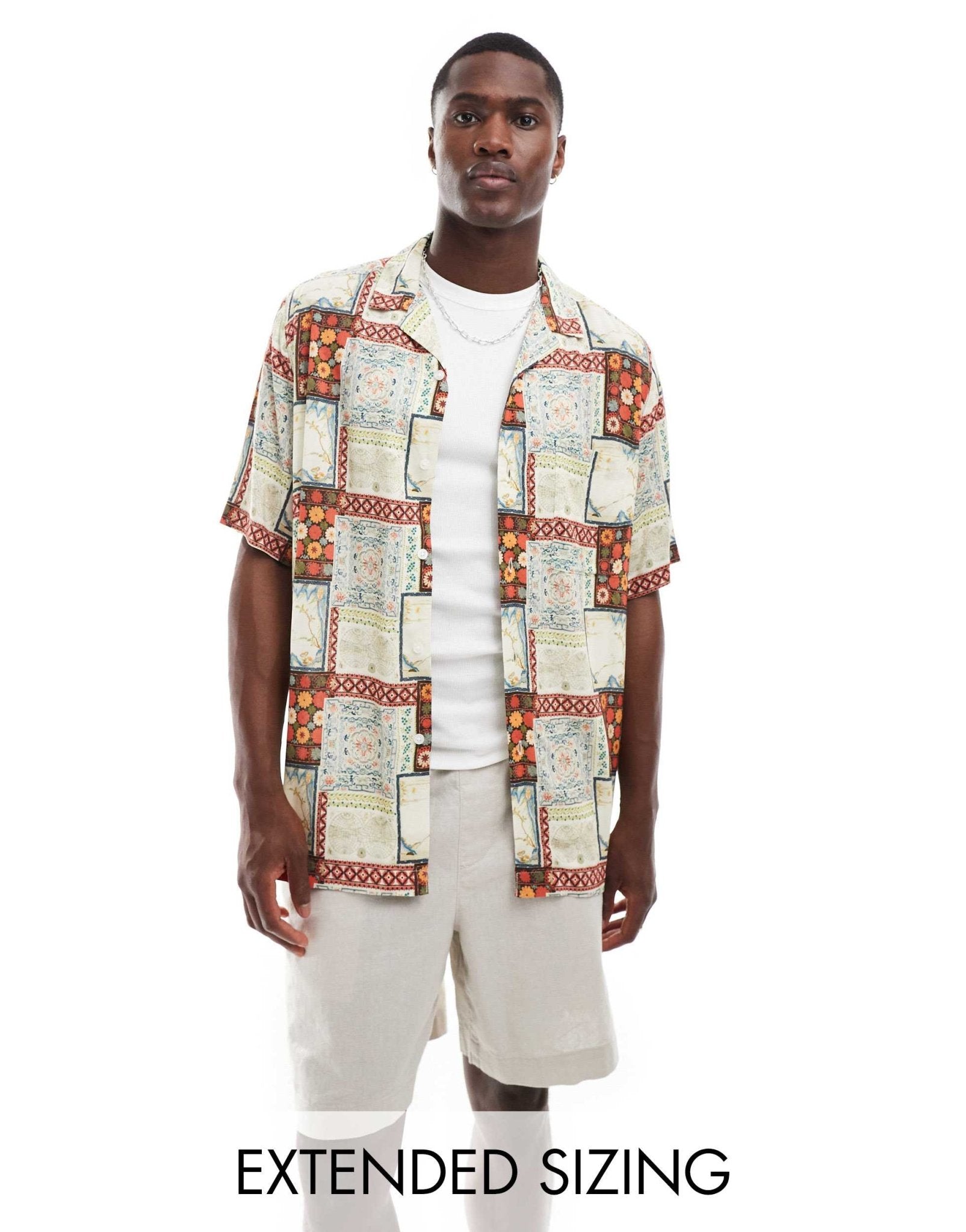 ASOS DESIGN relaxed revere shirt with vintage print - ASOS Sample Sale EU Store