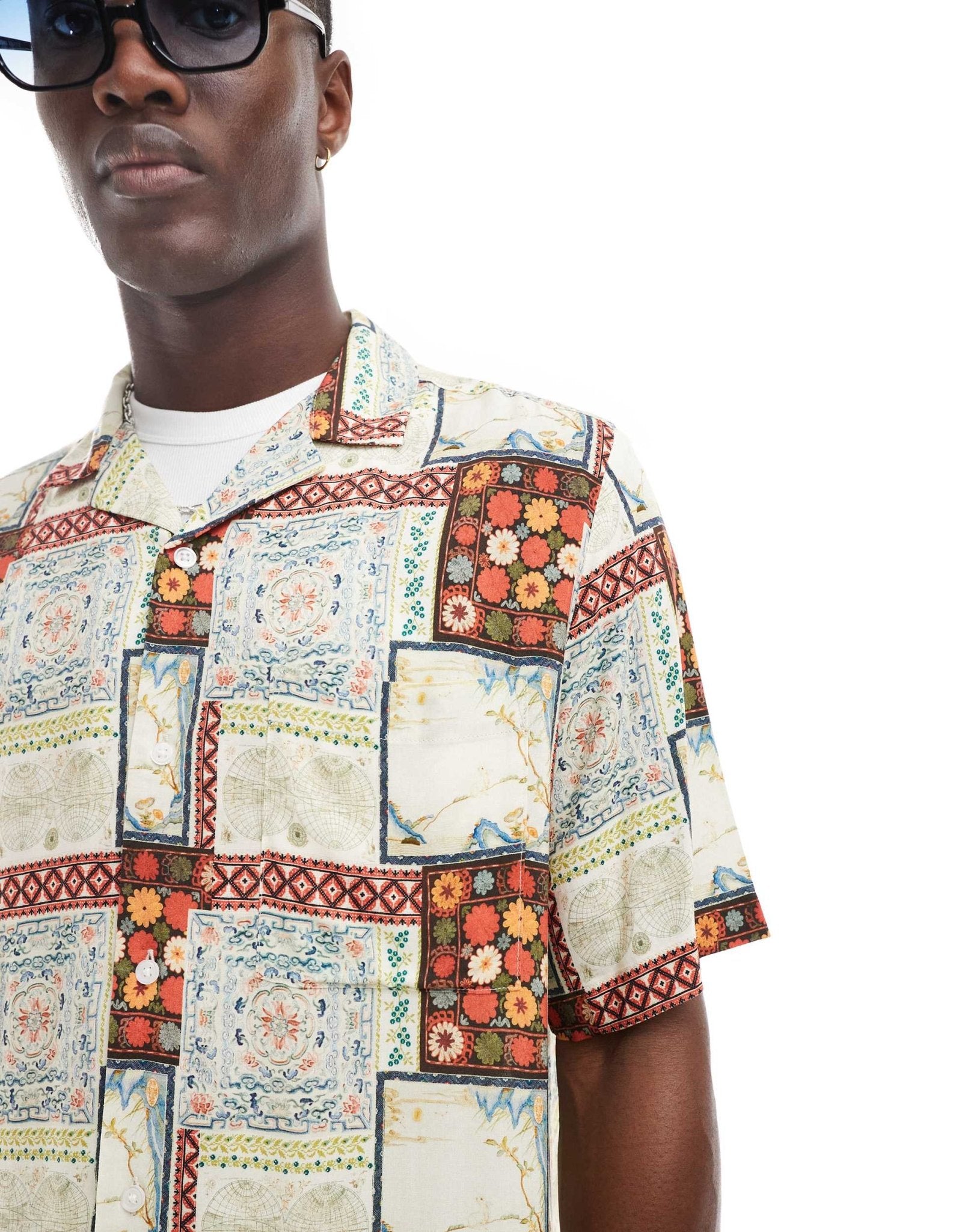 ASOS DESIGN relaxed revere shirt with vintage print - ASOS Sample Sale EU Store