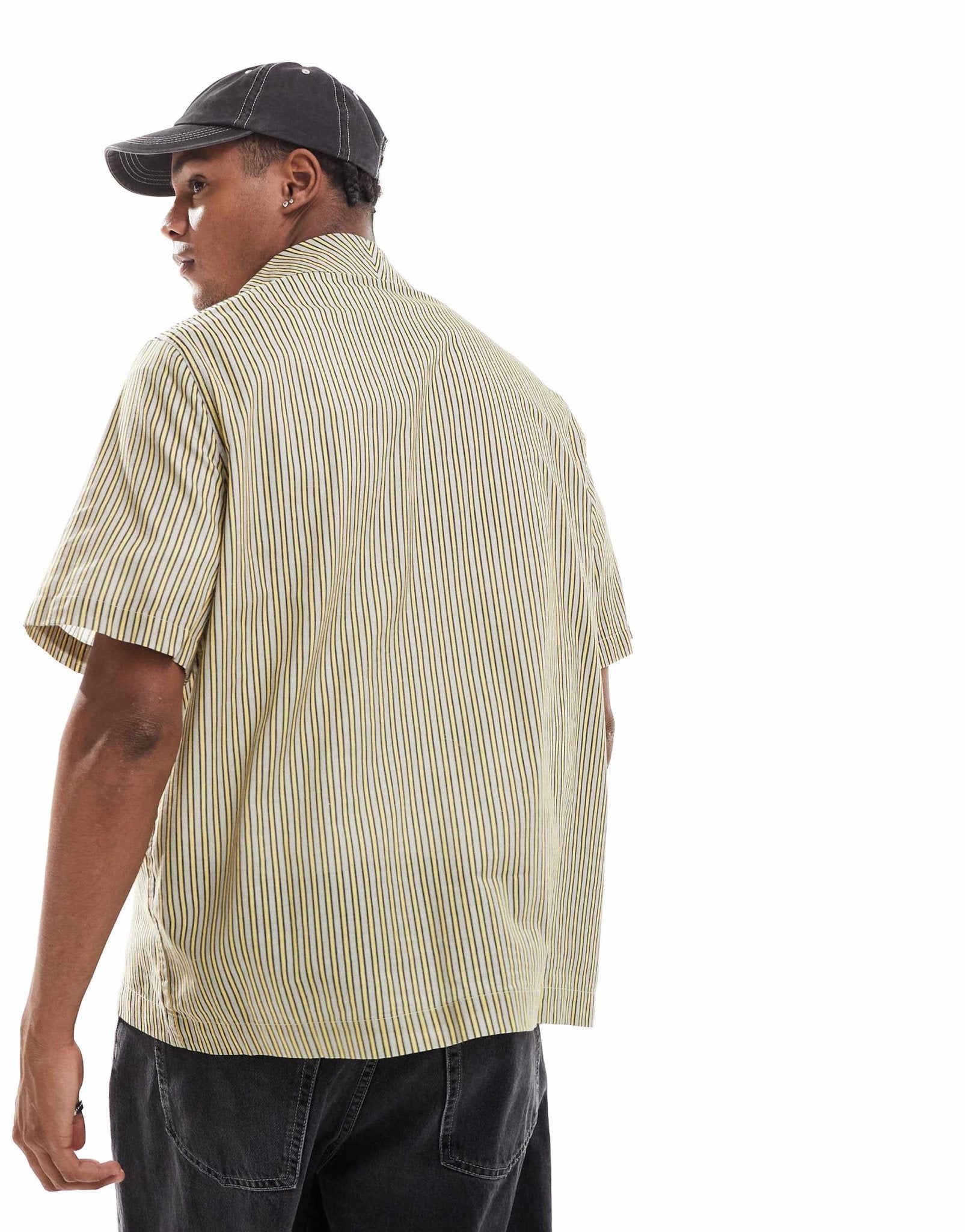 ASOS DESIGN relaxed revere striped shirt with chest embroidery - ASOS Sample Sale EU Store