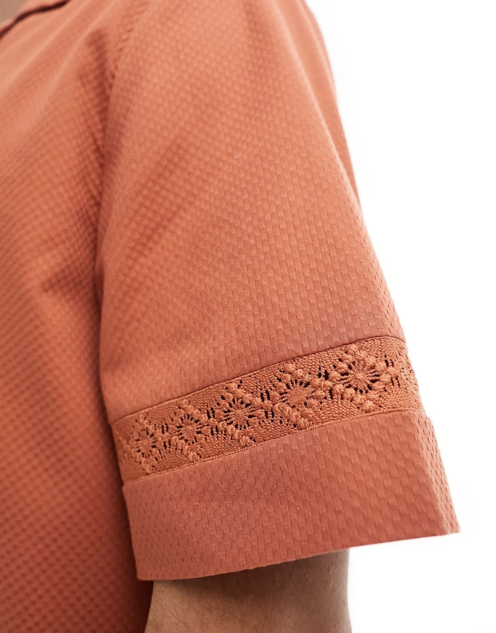 ASOS DESIGN relaxed revere textured shirt in orange - ASOS Sample Sale EU Store