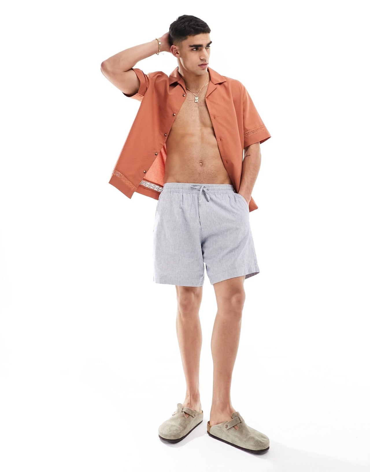 ASOS DESIGN relaxed revere textured shirt in orange - ASOS Sample Sale EU Store