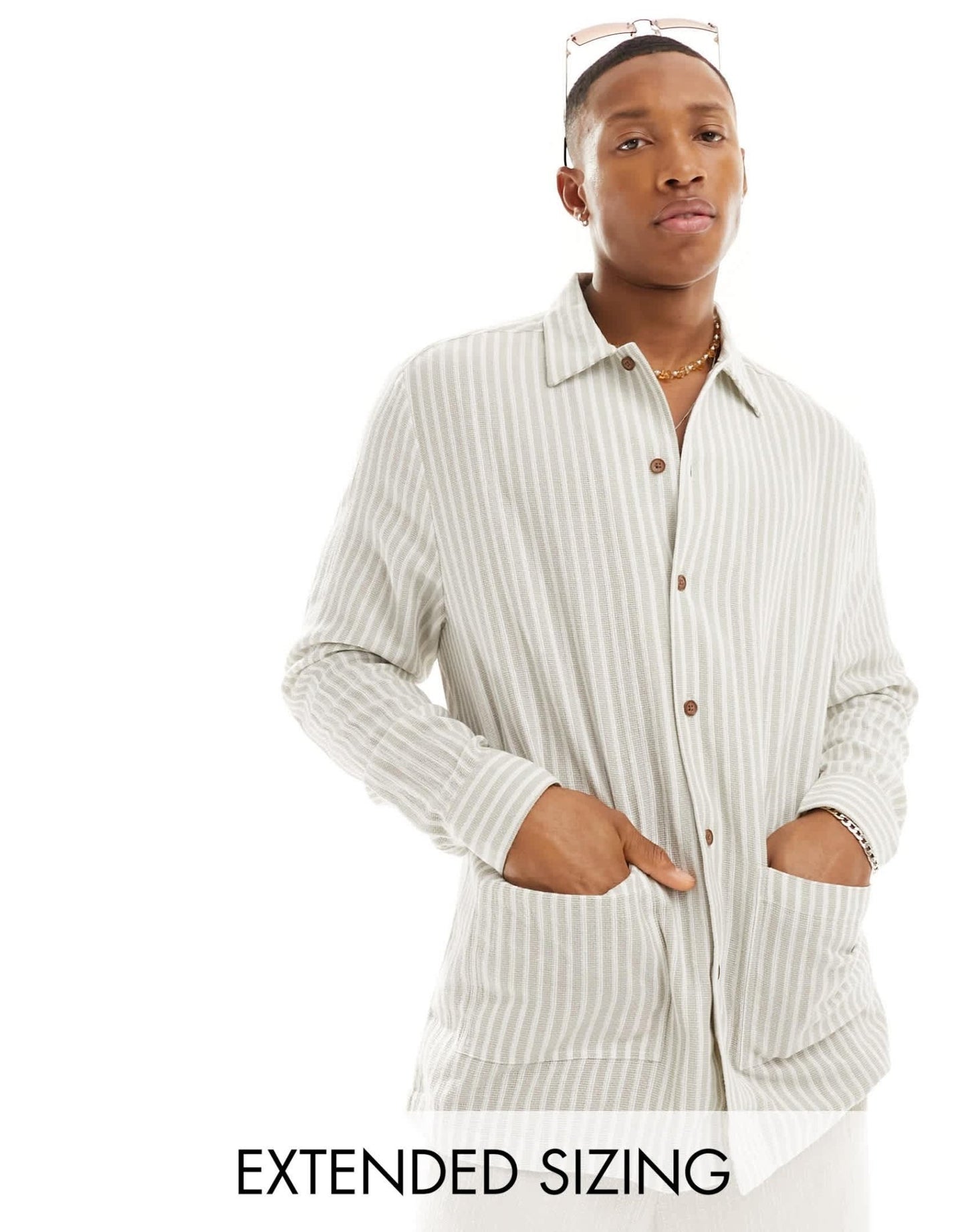 ASOS DESIGN relaxed shirt in beige and white stripe - ASOS Sample Sale EU Store