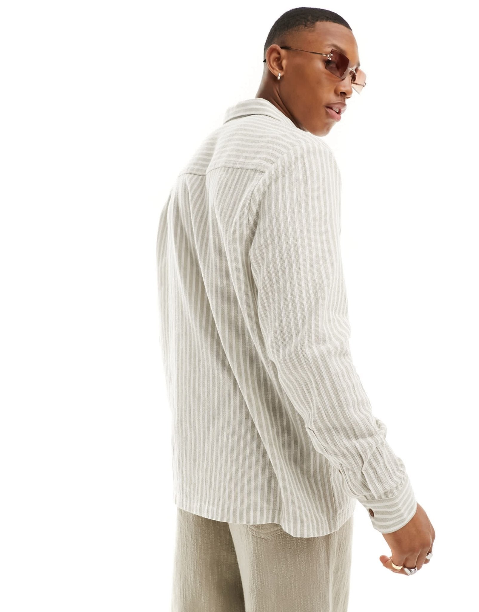 ASOS DESIGN relaxed shirt in beige and white stripe - ASOS Sample Sale EU Store