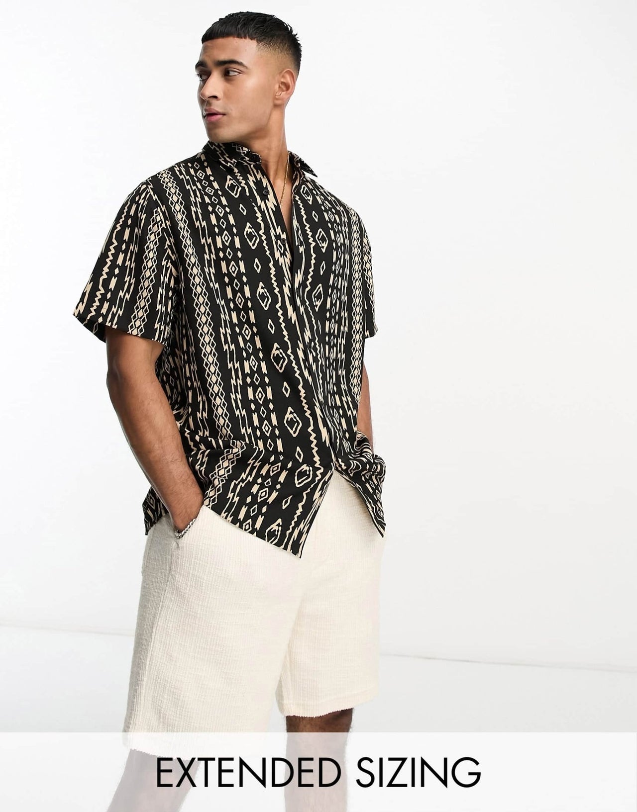 ASOS DESIGN relaxed shirt in black aztec print - ASOS Sample Sale EU Store