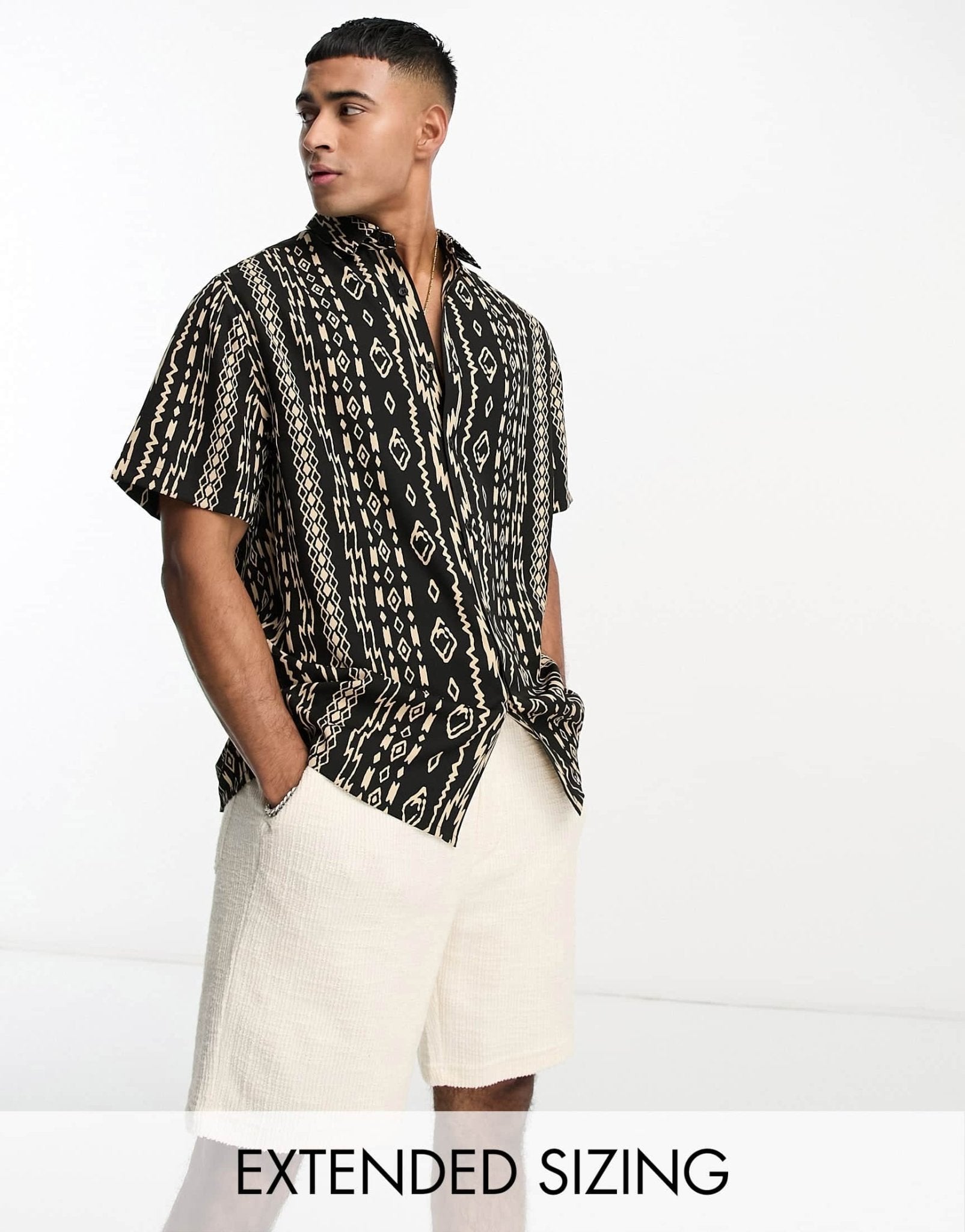 ASOS DESIGN relaxed shirt in black aztec print - ASOS Sample Sale EU Store