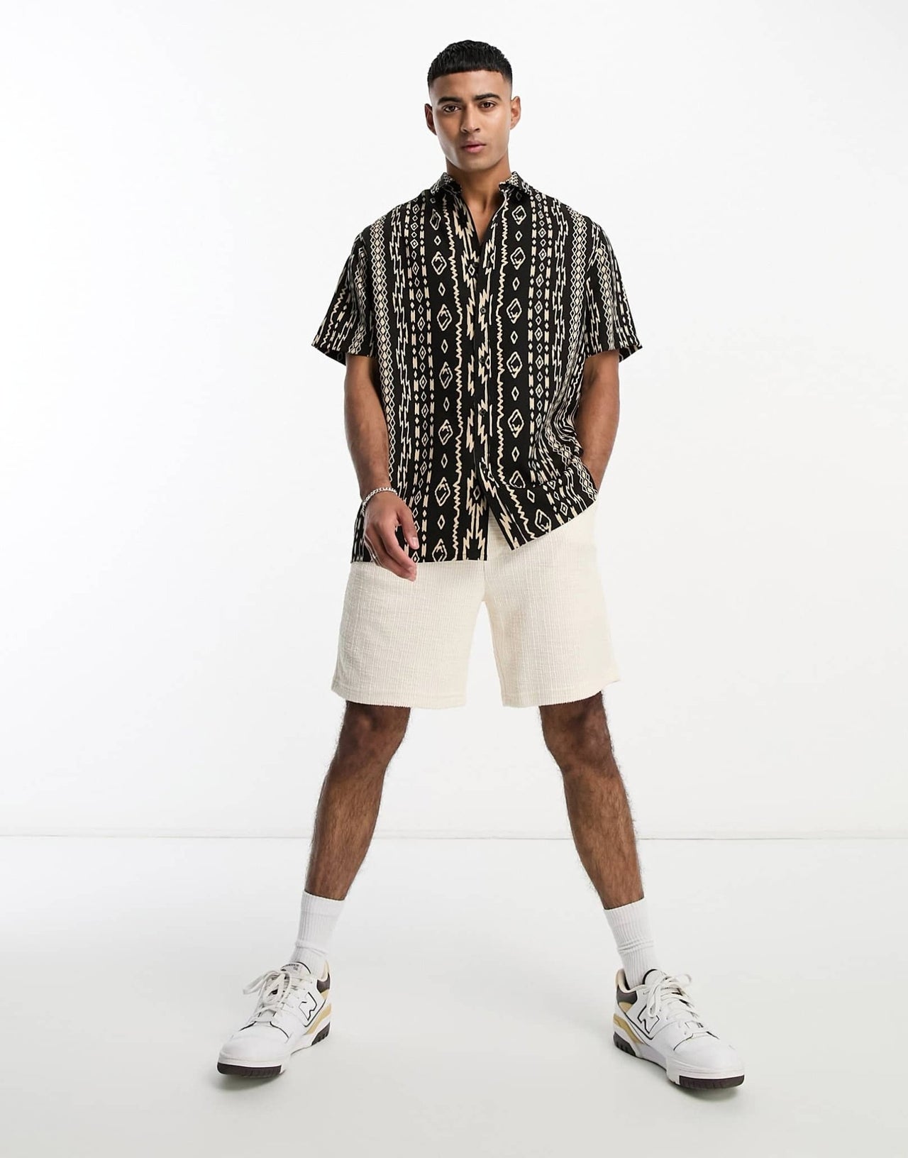 ASOS DESIGN relaxed shirt in black aztec print - ASOS Sample Sale EU Store