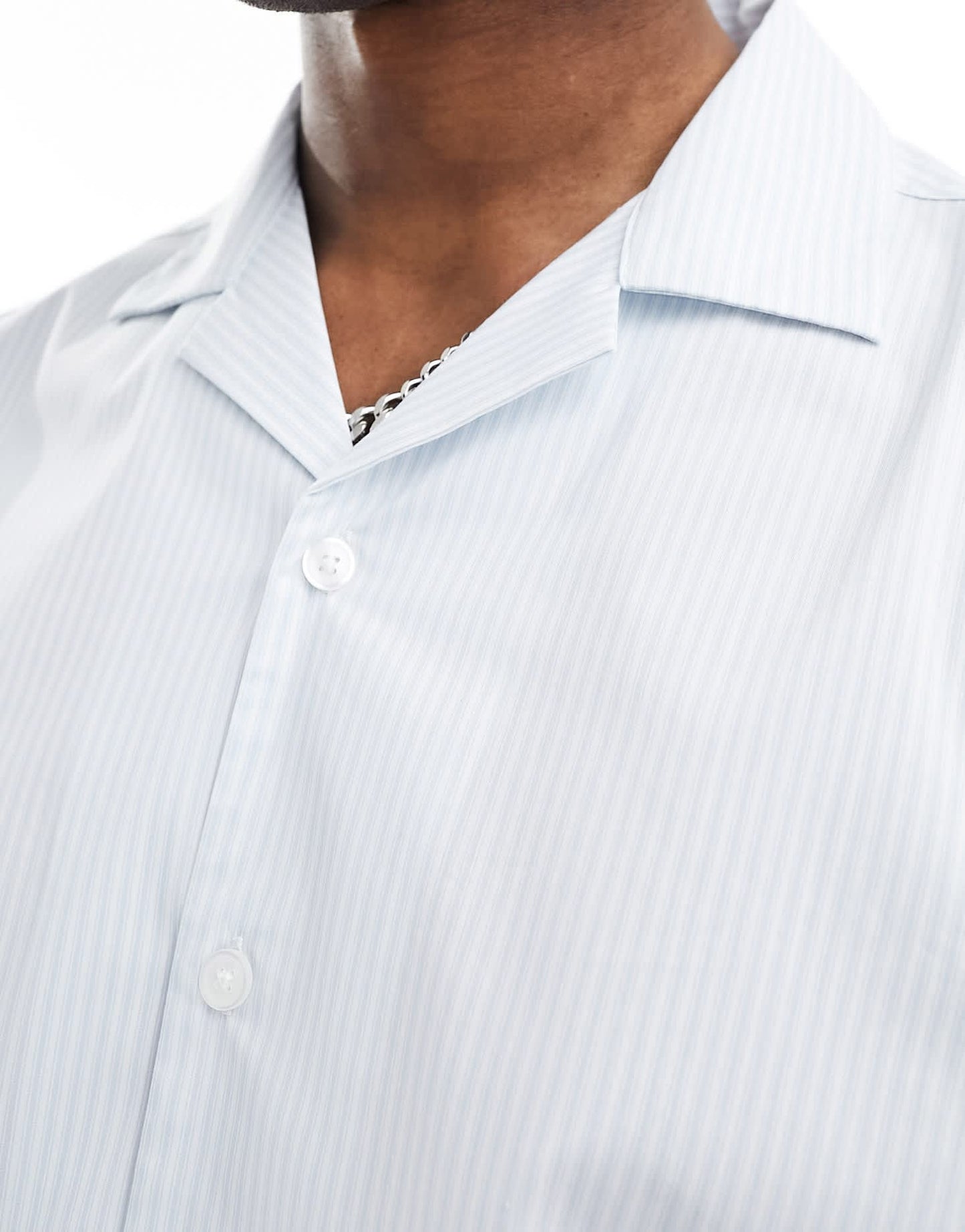 ASOS DESIGN relaxed smart stripe shirt in light blue - ASOS Sample Sale EU Store