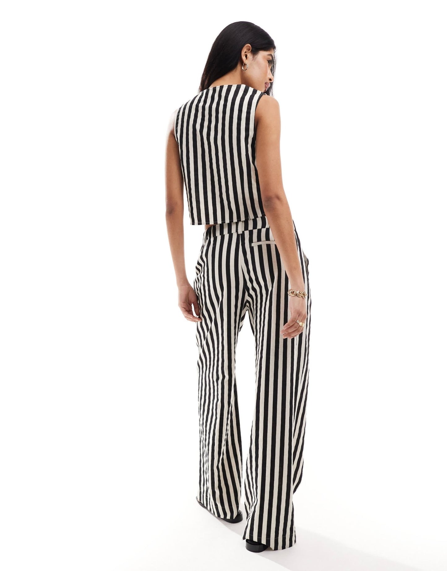ASOS DESIGN relaxed straight leg trousers with linen co - ord in mono stripe - ASOS Sample Sale EU Store