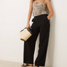ASOS DESIGN relaxed straight leg trousers with linen in black