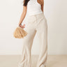 ASOS DESIGN relaxed straight leg trousers with linen in stone