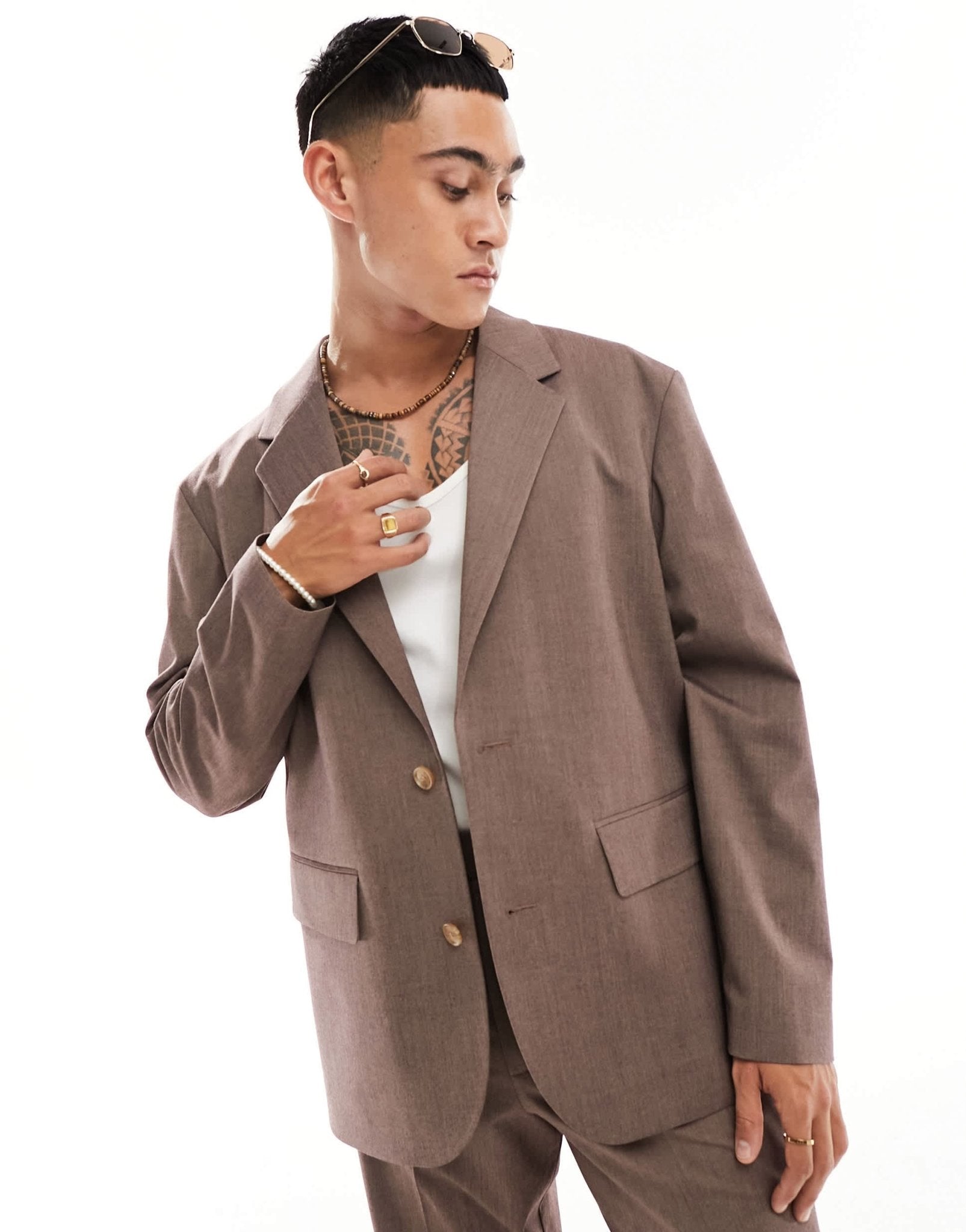 ASOS DESIGN relaxed suit jacket in brown - ASOS Sample Sale EU Store