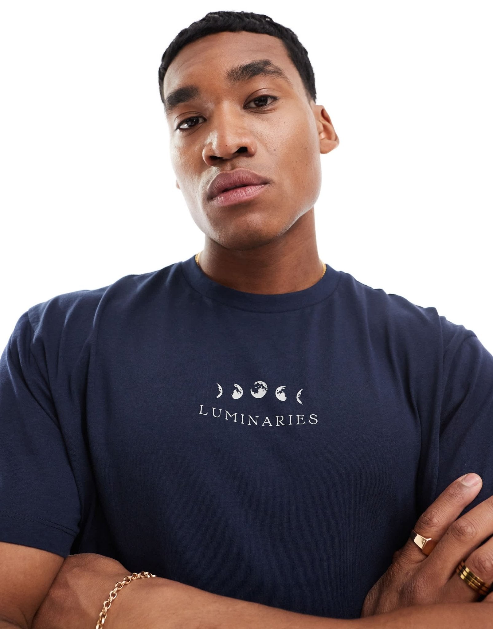 ASOS DESIGN relaxed t-shirt in navy with celestial chest print - ASOS Sample Sale EU Store