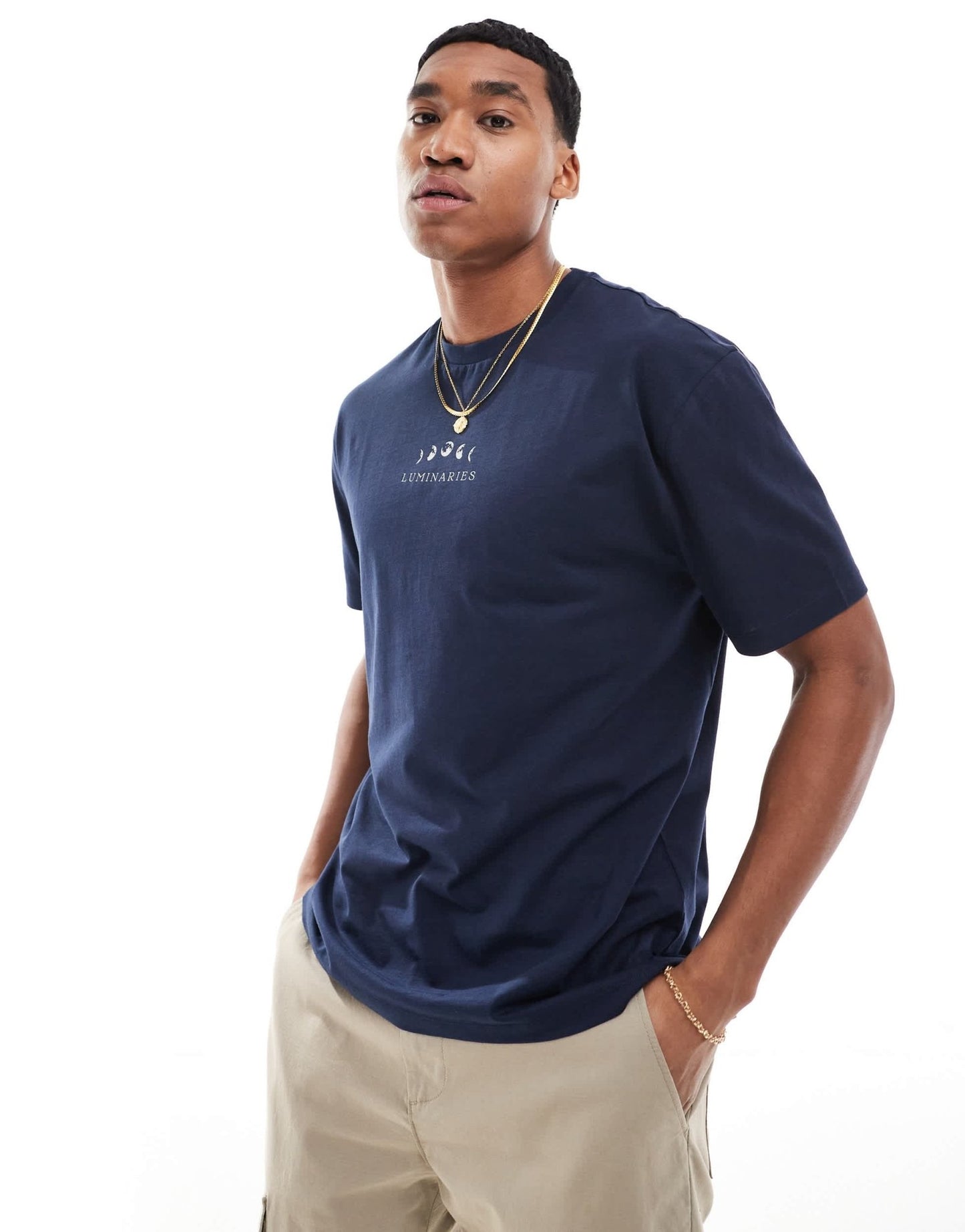 ASOS DESIGN relaxed t-shirt in navy with celestial chest print - ASOS Sample Sale EU Store