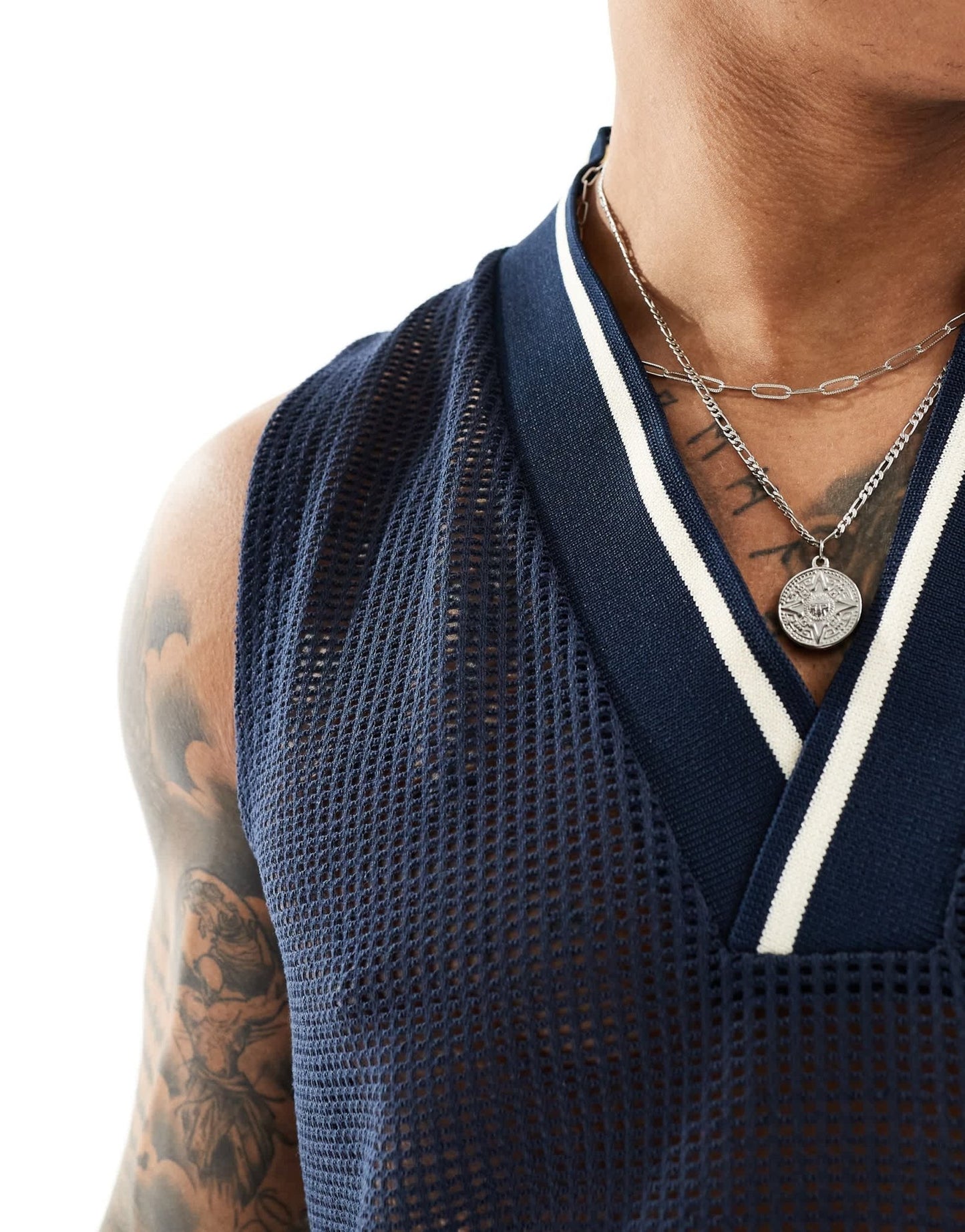 ASOS DESIGN relaxed tank vest in navy crochet - ASOS Sample Sale EU Store