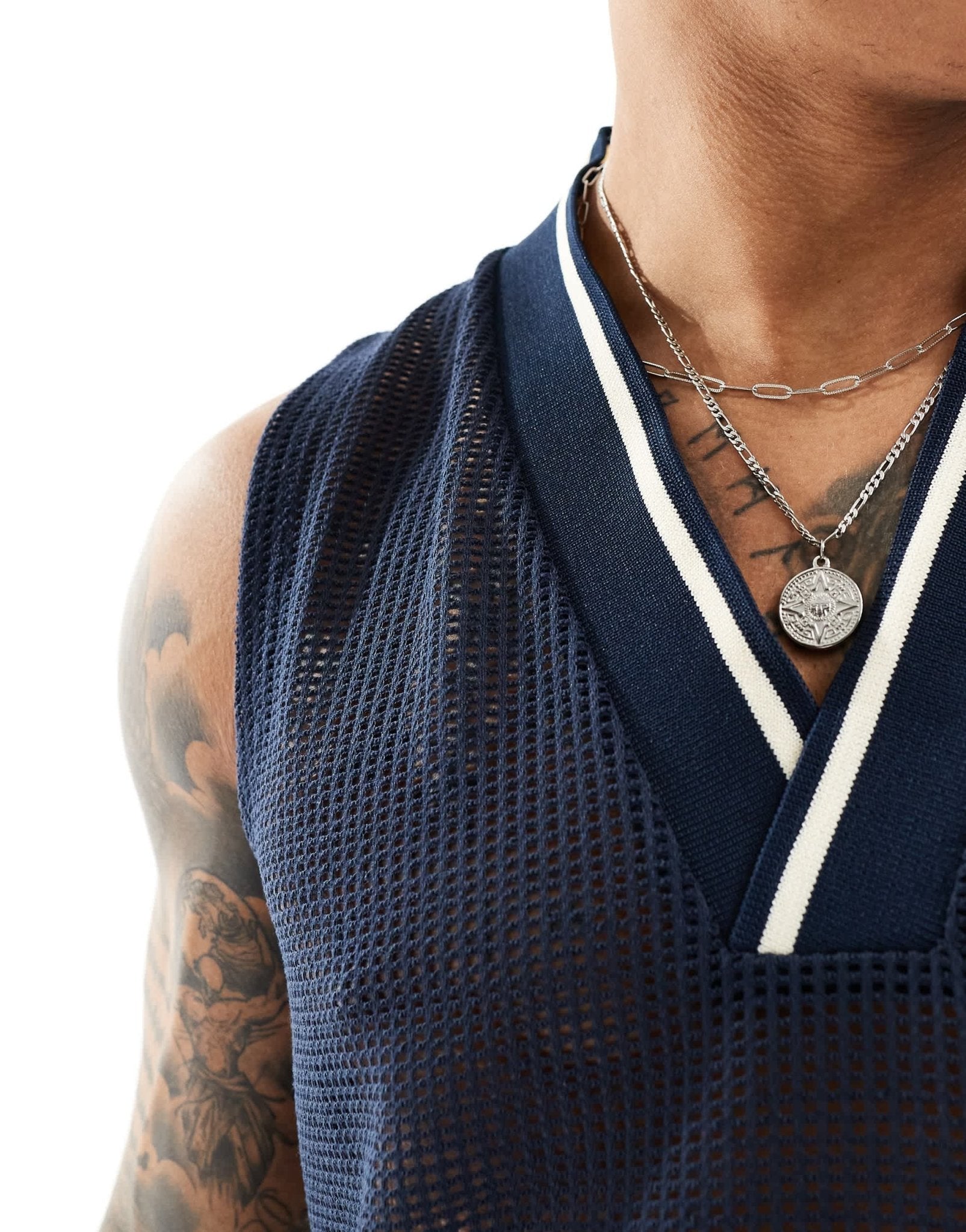ASOS DESIGN relaxed tank vest in navy crochet - ASOS Sample Sale EU Store