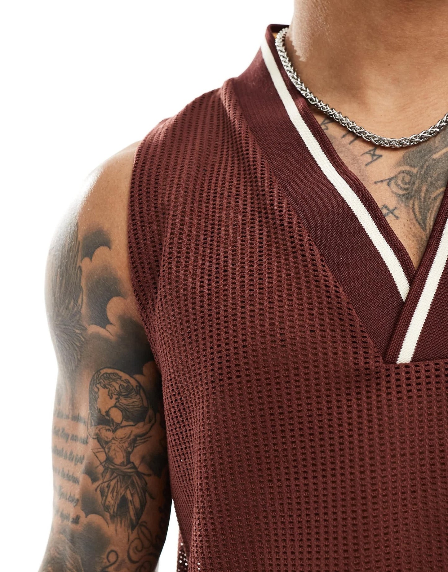 ASOS DESIGN relaxed tank vest with V neck in brown crochet - ASOS Sample Sale EU Store