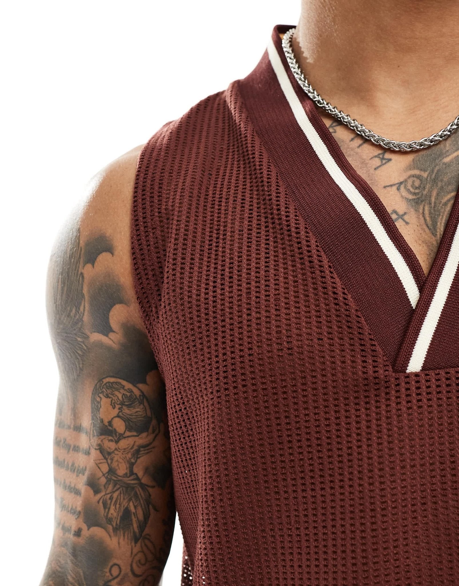ASOS DESIGN relaxed tank vest with V neck in brown crochet - ASOS Sample Sale EU Store