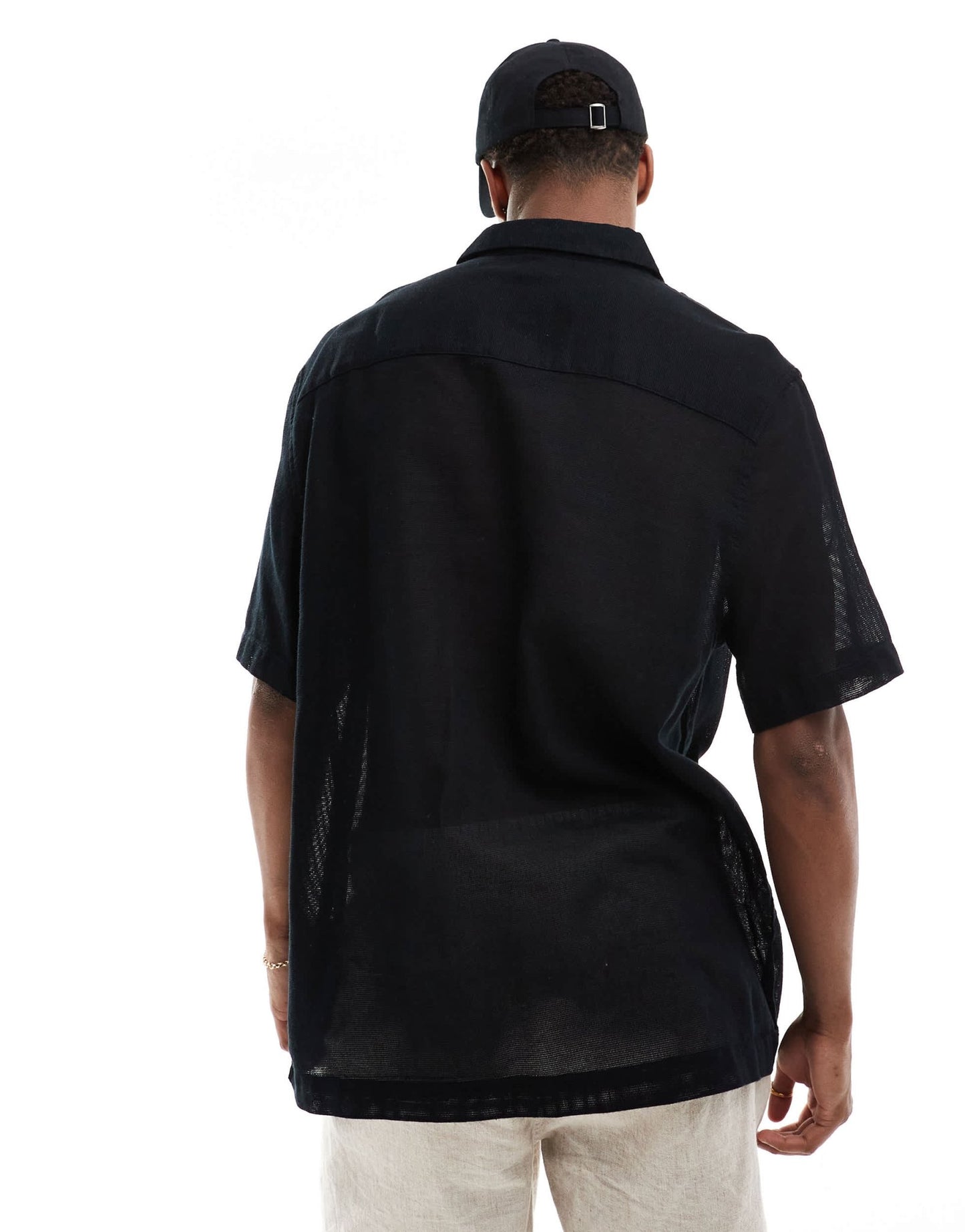 ASOS DESIGN relaxed textured shirt with patch pockets in black - ASOS Sample Sale EU Store