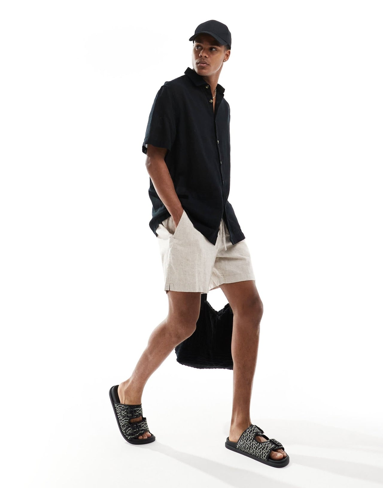 ASOS DESIGN relaxed textured shirt with patch pockets in black - ASOS Sample Sale EU Store