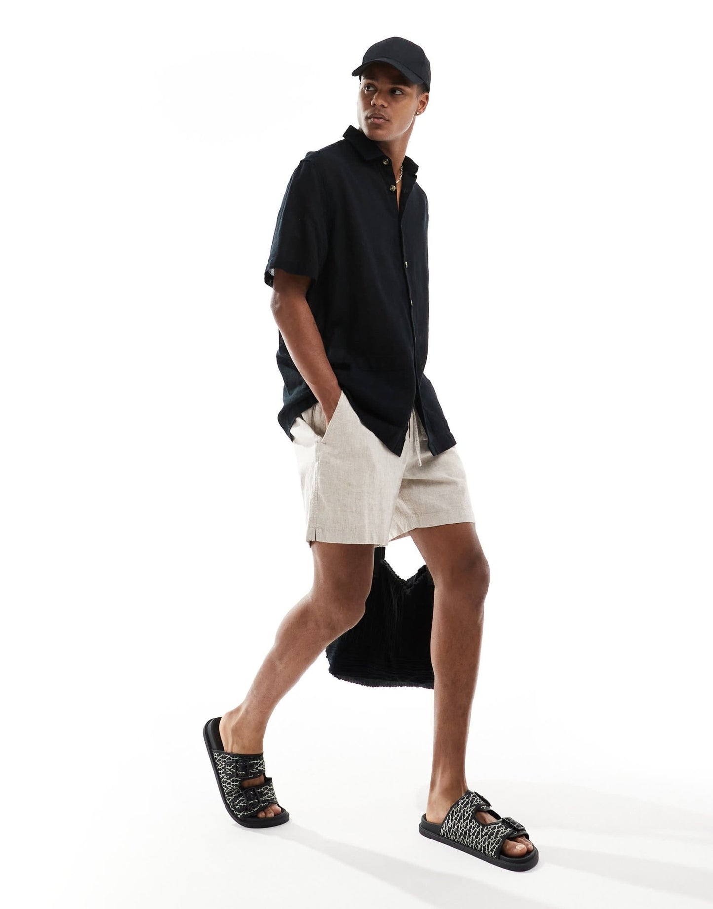ASOS DESIGN relaxed textured shirt with patch pockets in black - ASOS Sample Sale EU Store