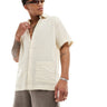 ASOS DESIGN relaxed textured shirt with patch pockets in sand