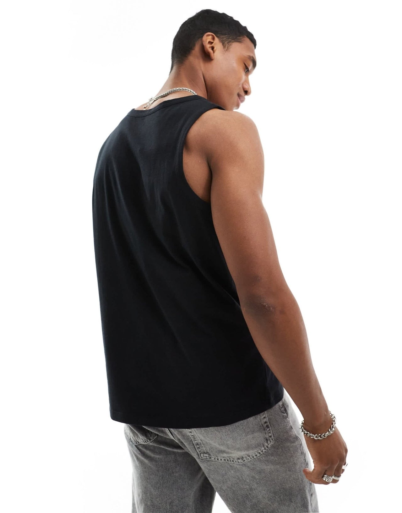 ASOS DESIGN relaxed vest in black with text chest print - ASOS Sample Sale EU Store