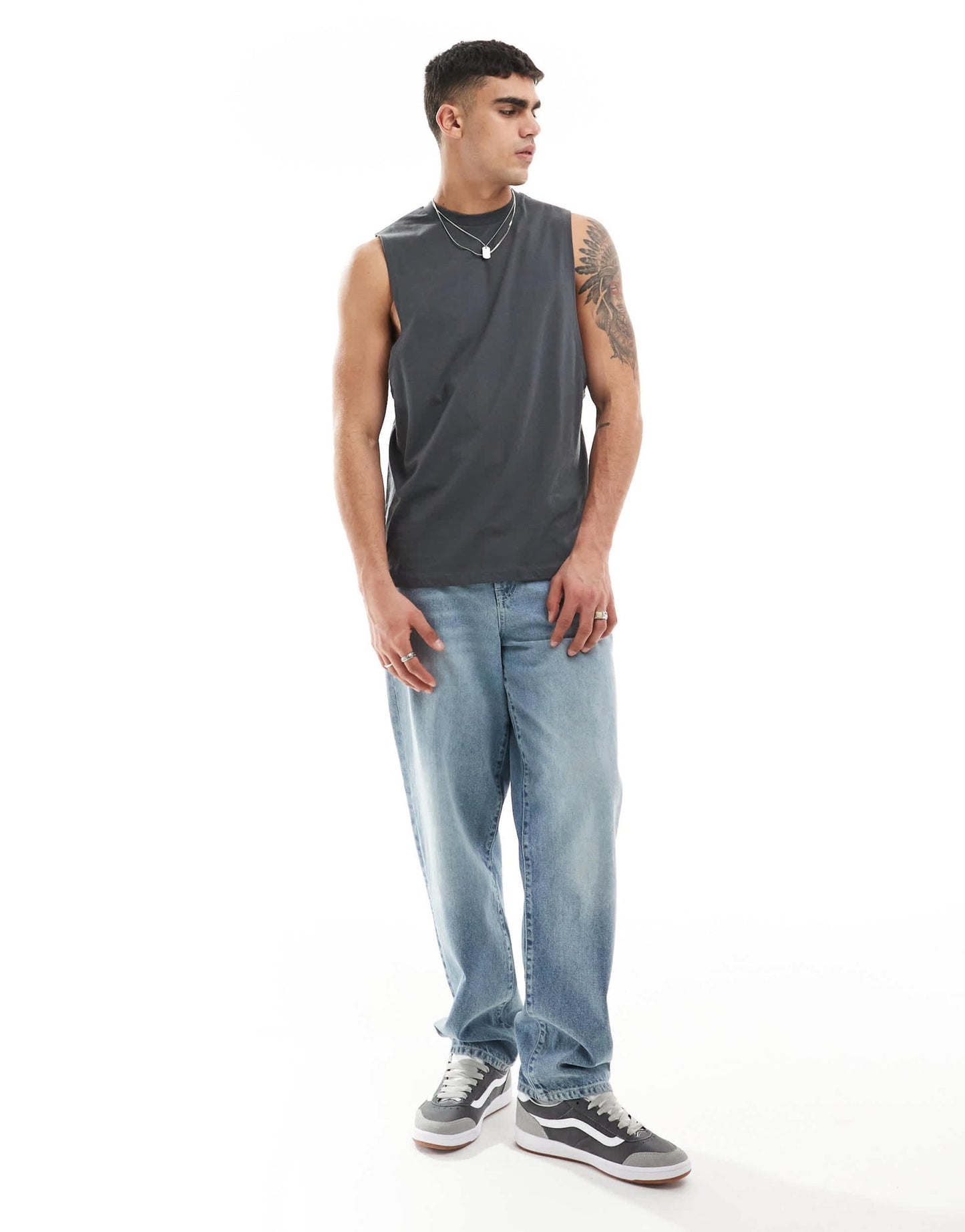 ASOS DESIGN relaxed vest in dark grey with Atlantis back print - ASOS Sample Sale EU Store