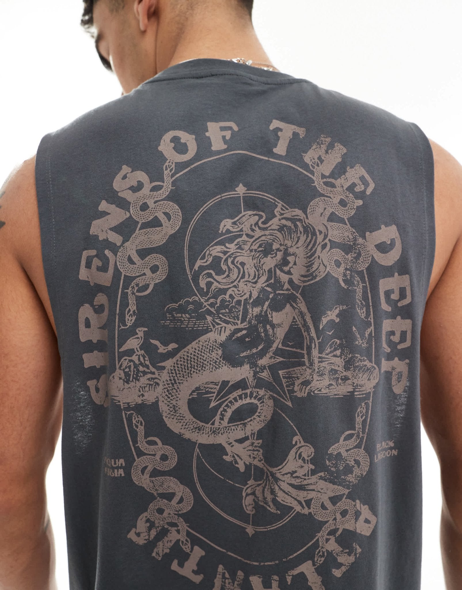 ASOS DESIGN relaxed vest in dark grey with Atlantis back print - ASOS Sample Sale EU Store