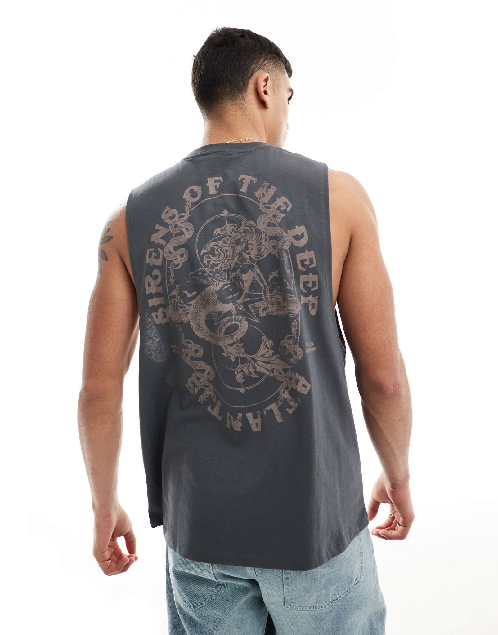 ASOS DESIGN relaxed vest in dark grey with Atlantis back print - ASOS Sample Sale EU Store