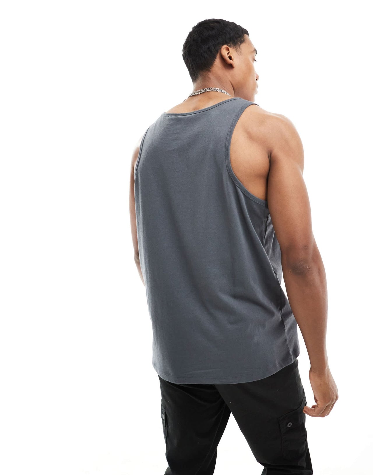 ASOS DESIGN relaxed vest in dark grey with mouth text print - ASOS Sample Sale EU Store
