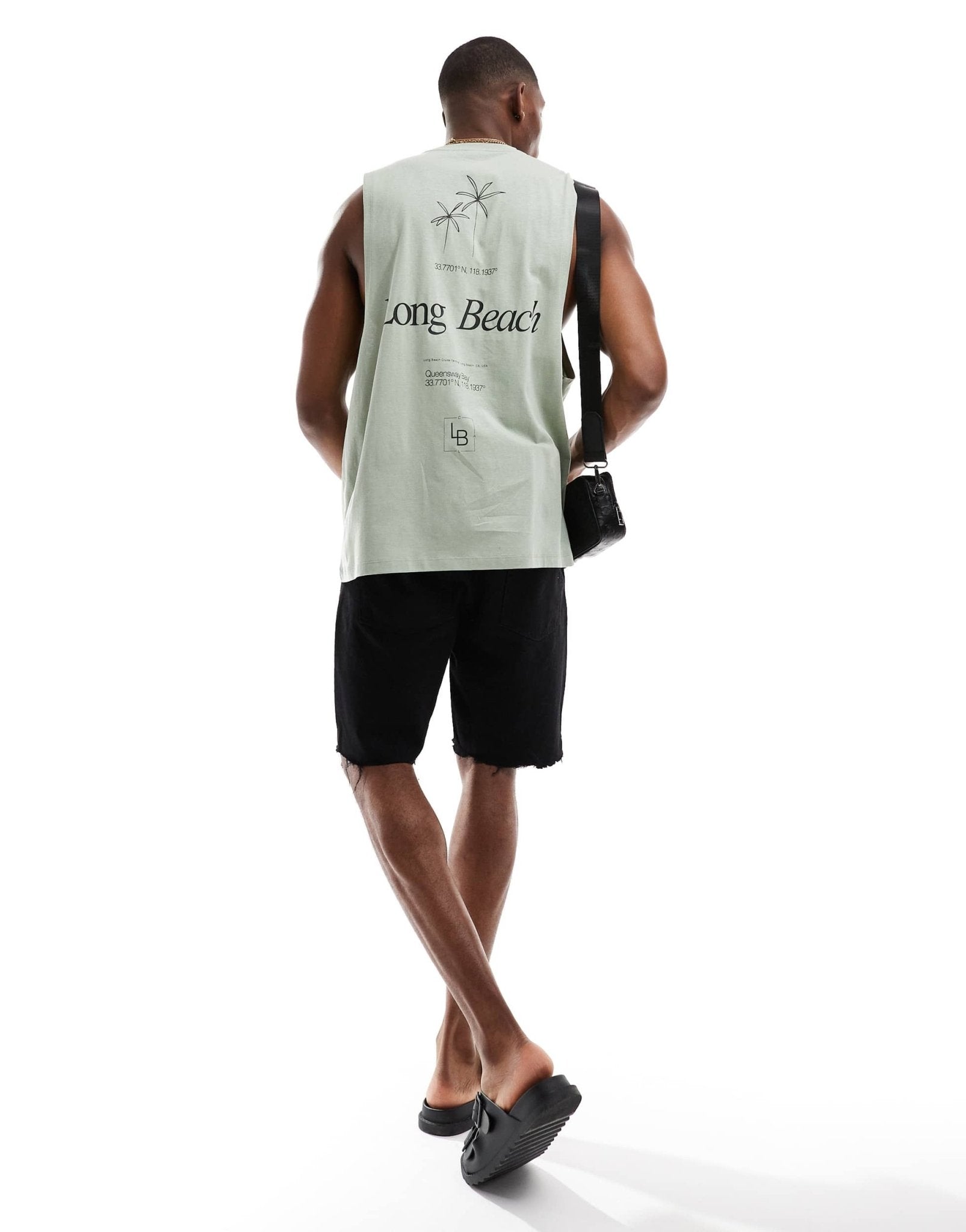 ASOS DESIGN relaxed vest in green with text back print - ASOS Sample Sale EU Store