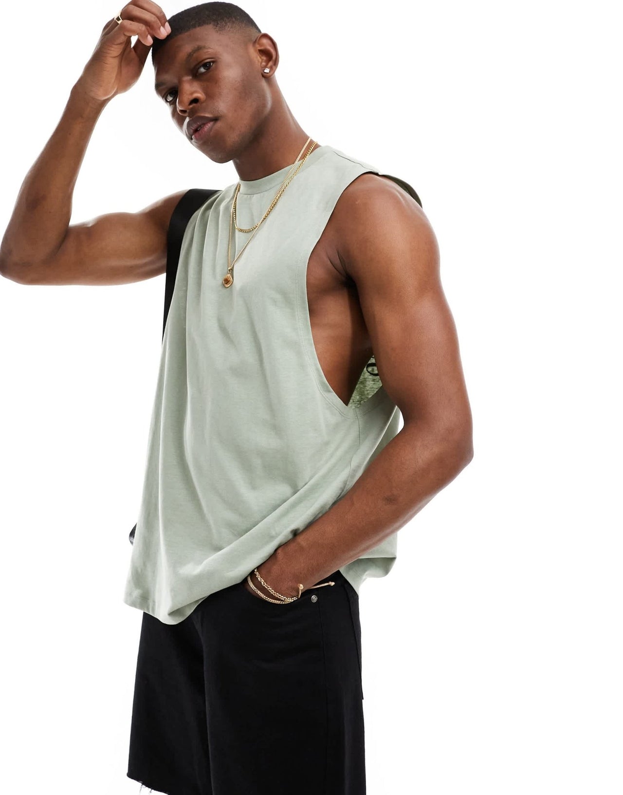 ASOS DESIGN relaxed vest in green with text back print - ASOS Sample Sale EU Store