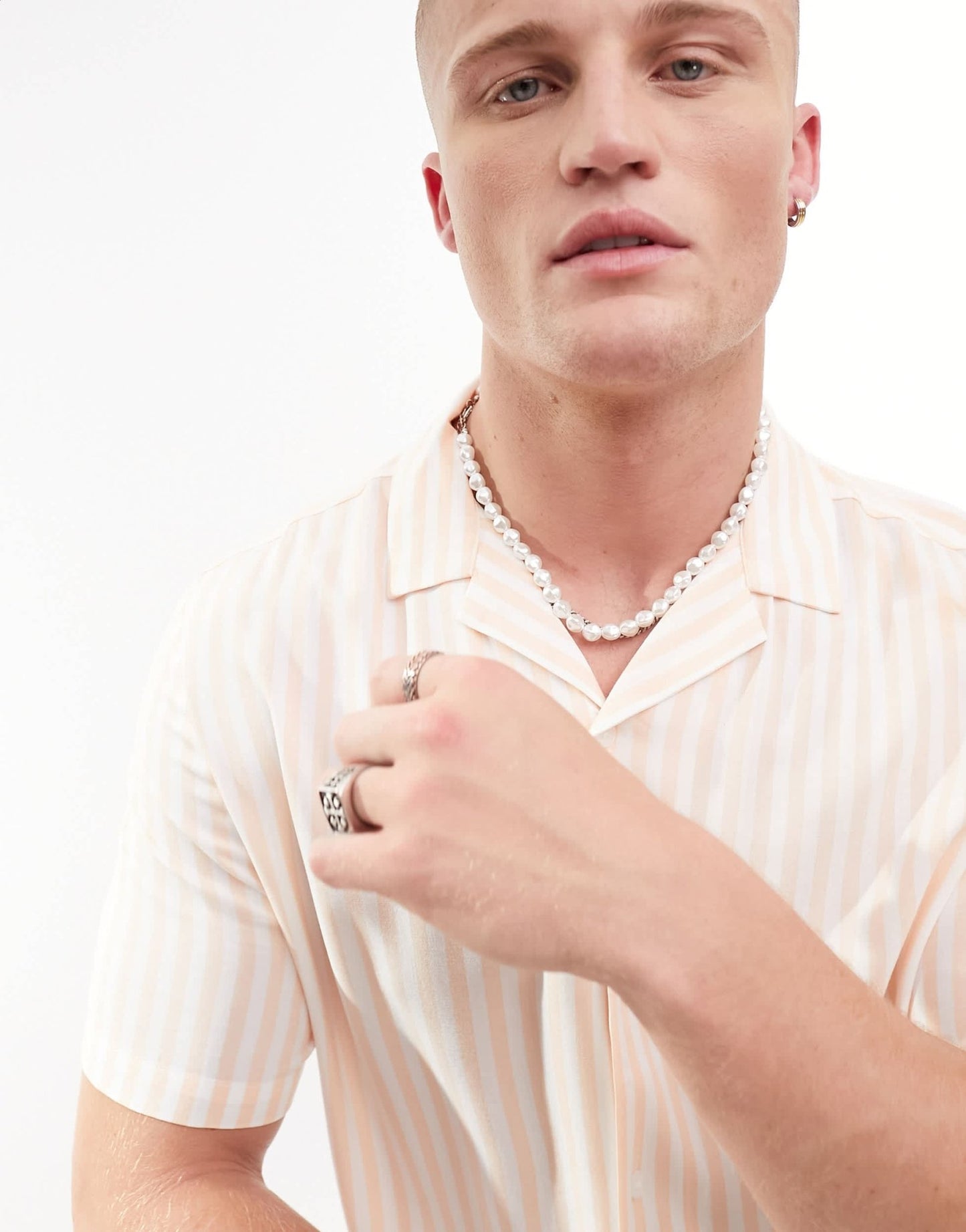 ASOS DESIGN revere shirt in peach summer stripe - ASOS Sample Sale EU Store