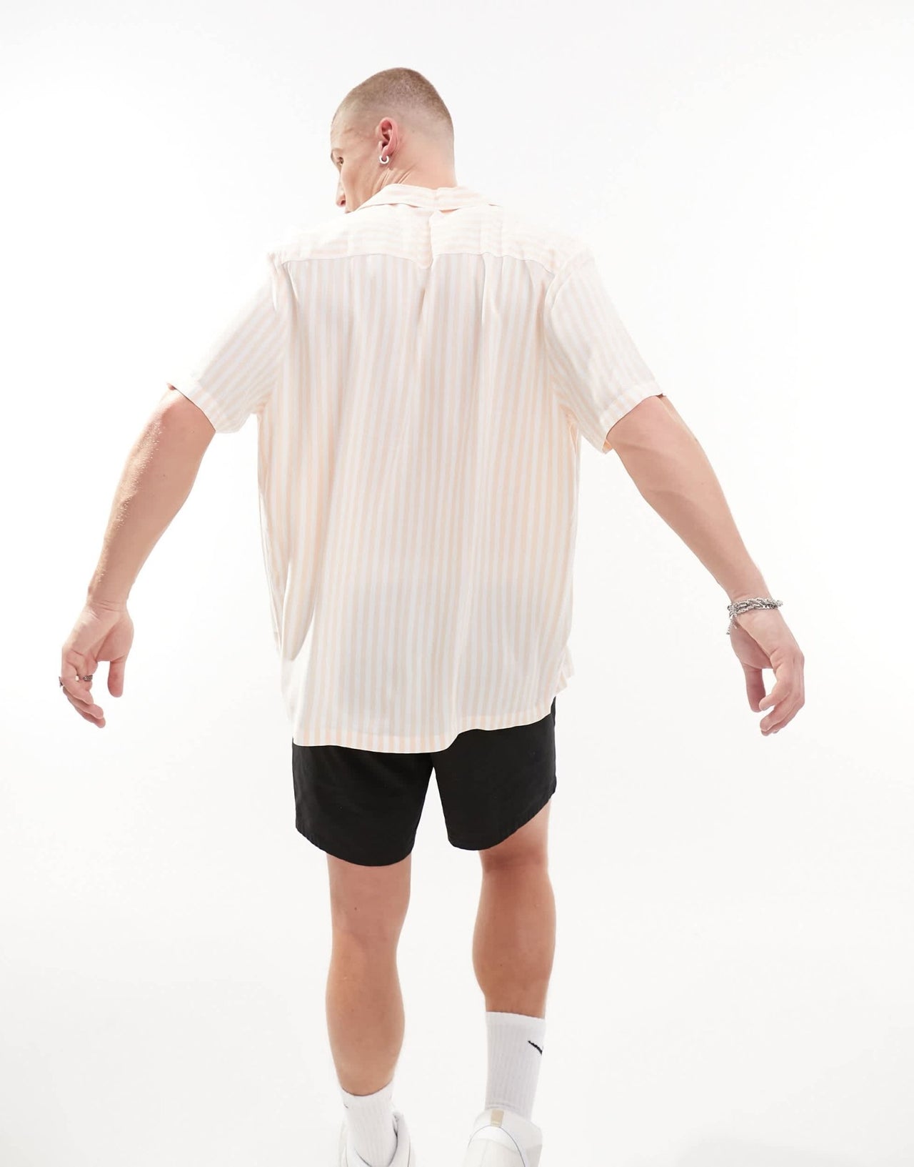 ASOS DESIGN revere shirt in peach summer stripe - ASOS Sample Sale EU Store
