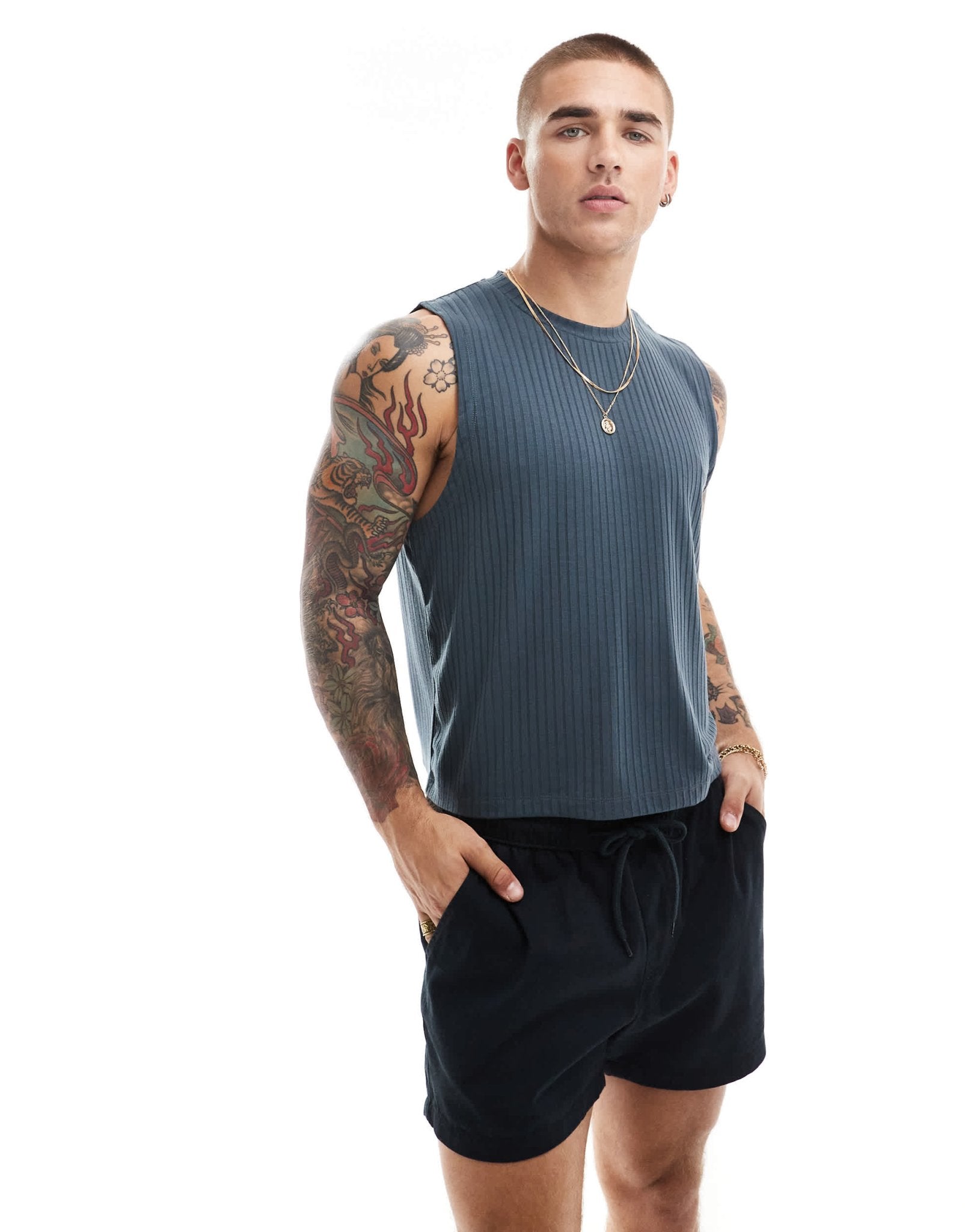 ASOS DESIGN rib tank in charcoal - ASOS Sample Sale EU Store