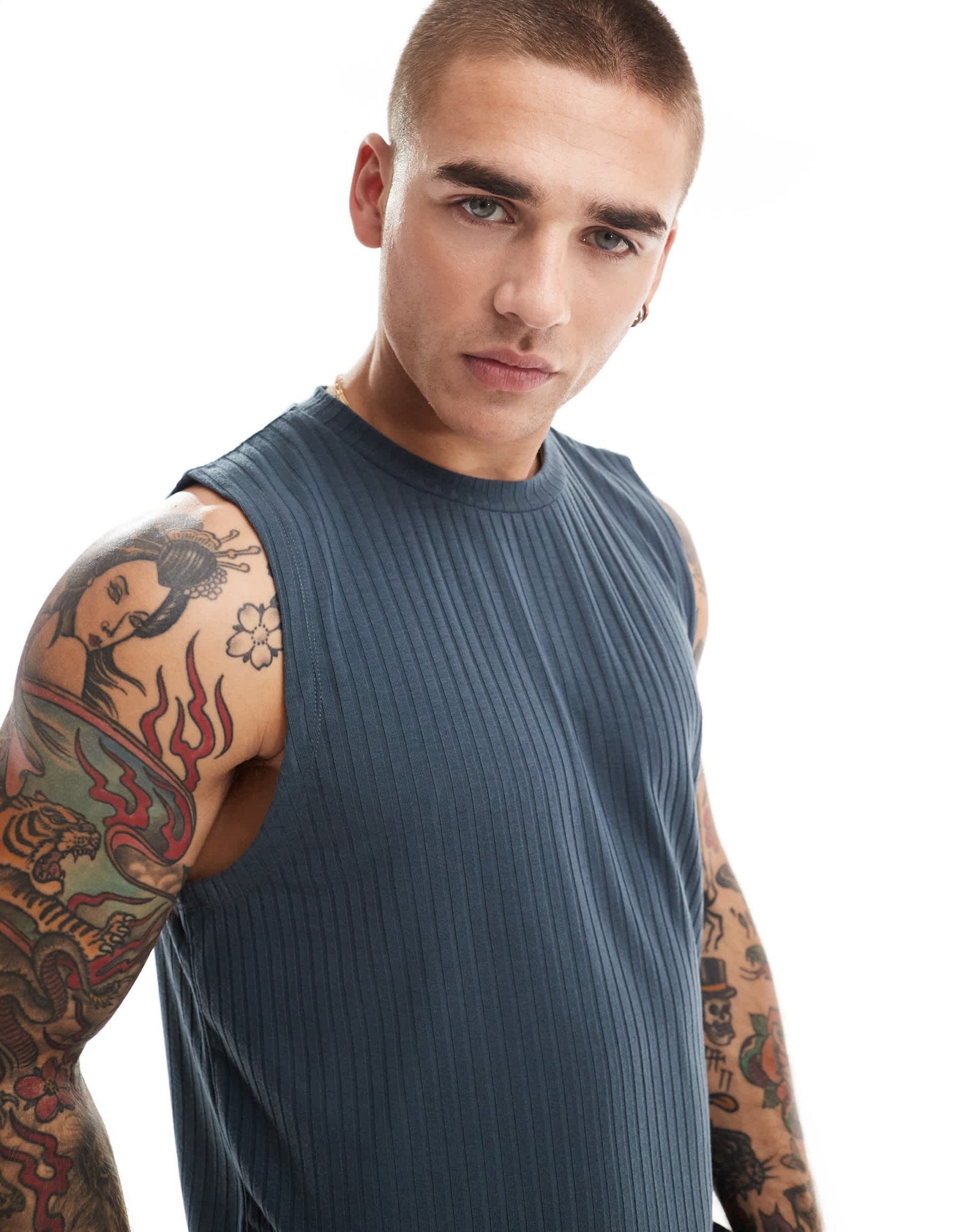 ASOS DESIGN rib tank in charcoal - ASOS Sample Sale EU Store