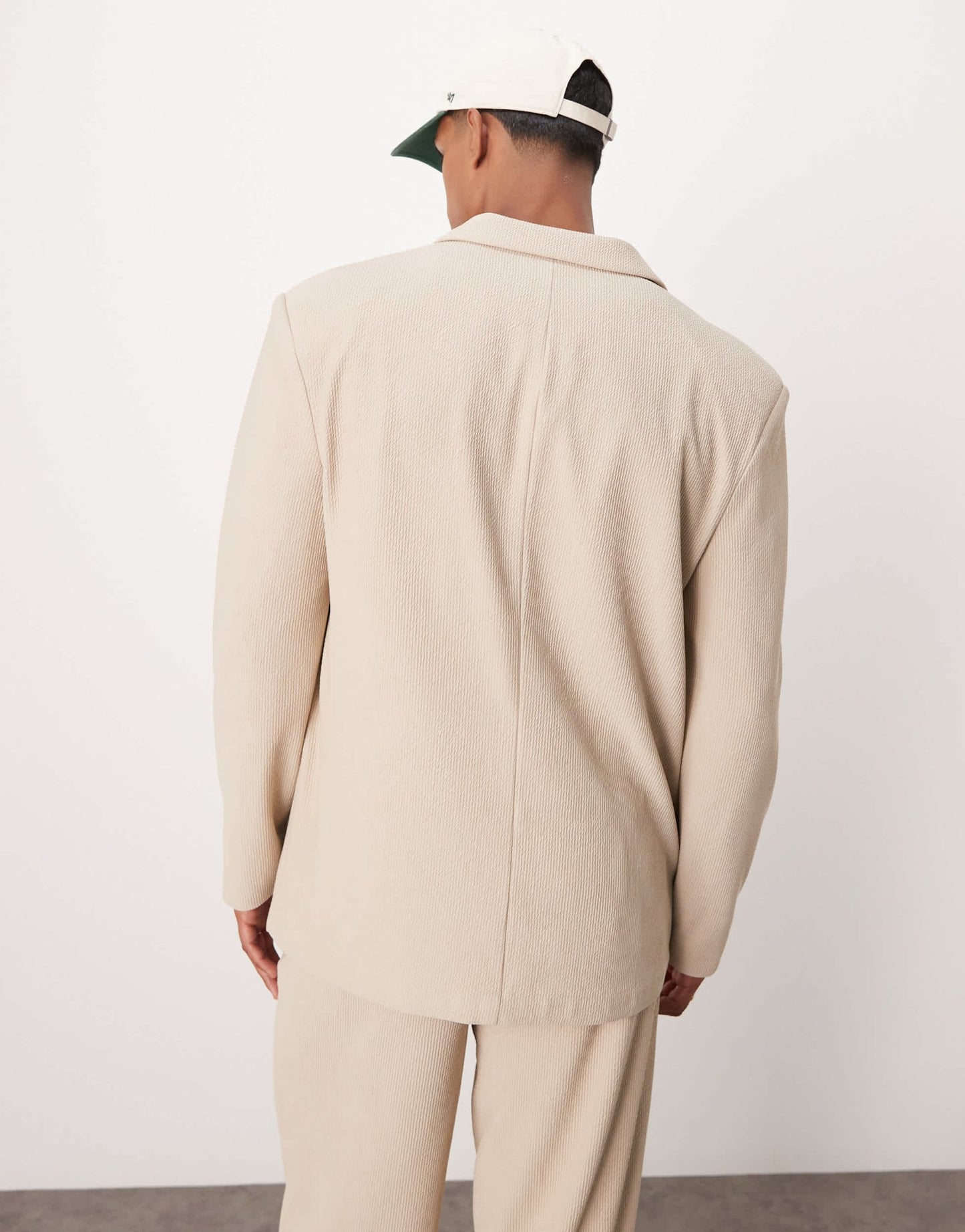 ASOS DESIGN rib texture slouchy suit jacket in stone - ASOS Sample Sale EU Store