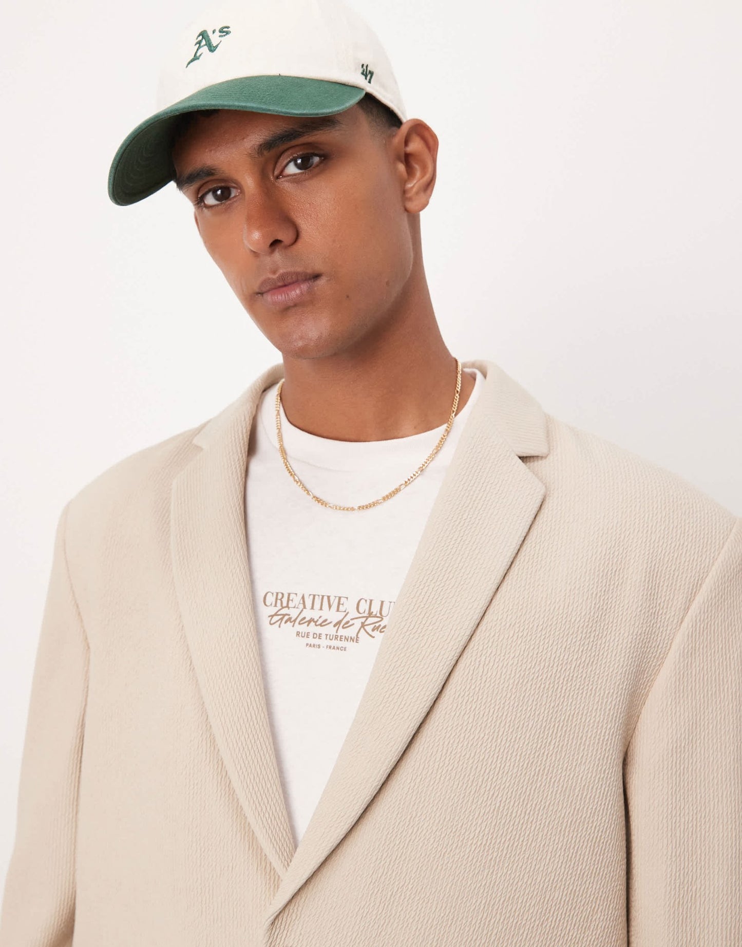 ASOS DESIGN rib texture slouchy suit jacket in stone - ASOS Sample Sale EU Store