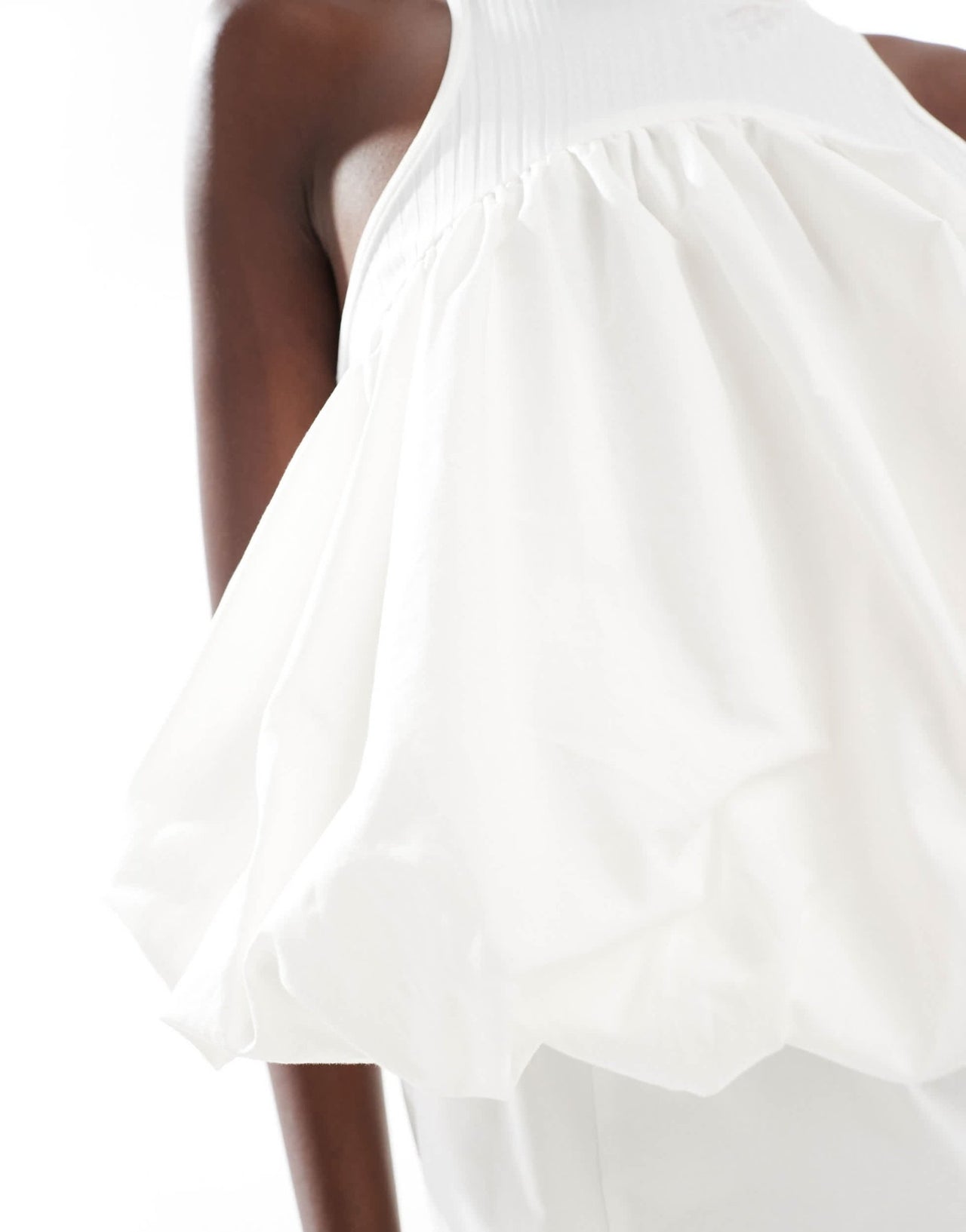 ASOS DESIGN ribbed racer neck cotton mini dress with puffball detail - ASOS Sample Sale EU Store