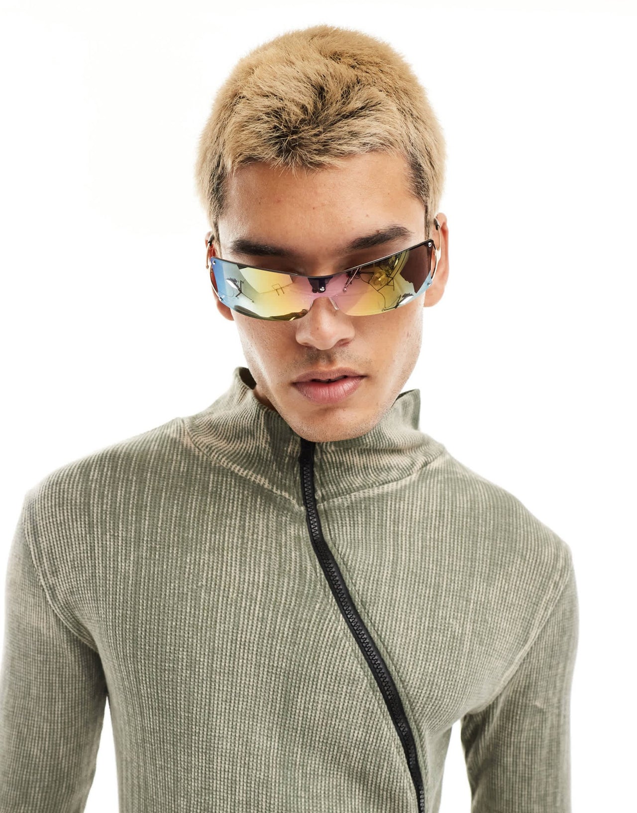 ASOS DESIGN rimless wrap sunglasses in gunmetal - ASOS Sample Sale EU Store