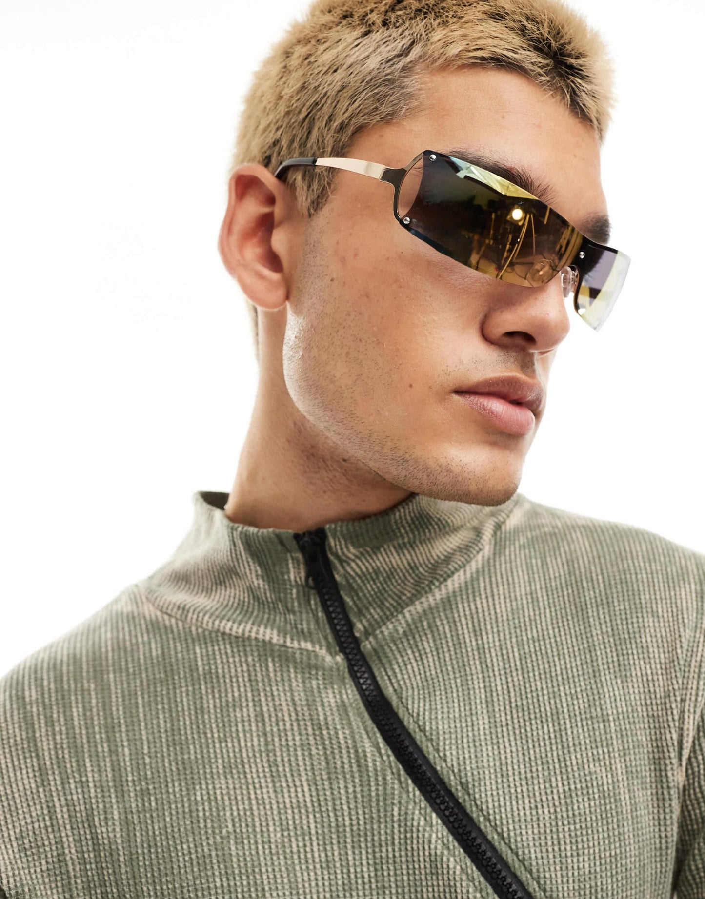 ASOS DESIGN rimless wrap sunglasses in gunmetal - ASOS Sample Sale EU Store