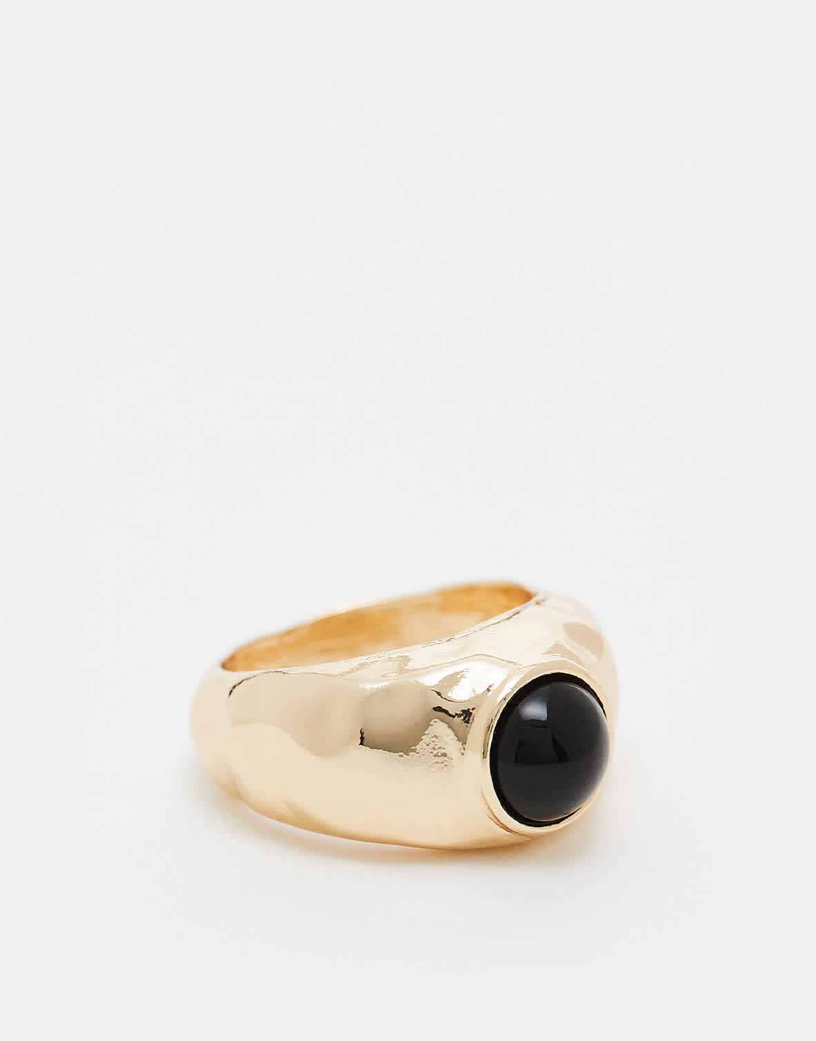 ASOS DESIGN ring with molten black stone detail in gold tone - ASOS Sample Sale EU Store
