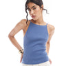 Top cami con spalline e bordo arrotolato ASOS DESIGN in blu