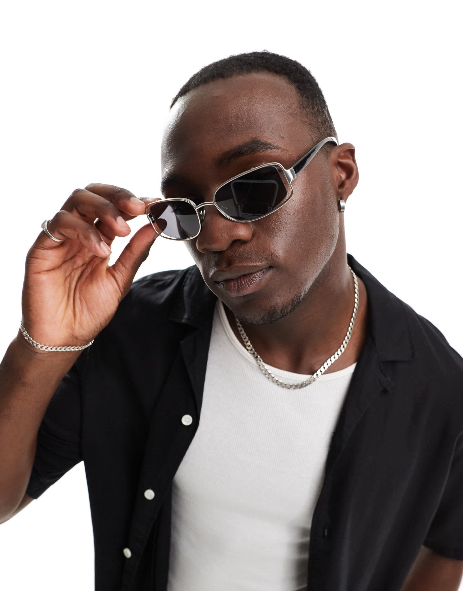 ASOS DESIGN round sunglasses with cut out details with silver frame - ASOS Sample Sale EU Store