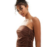 Top a fascia arricciato ASOS DESIGN in marrone