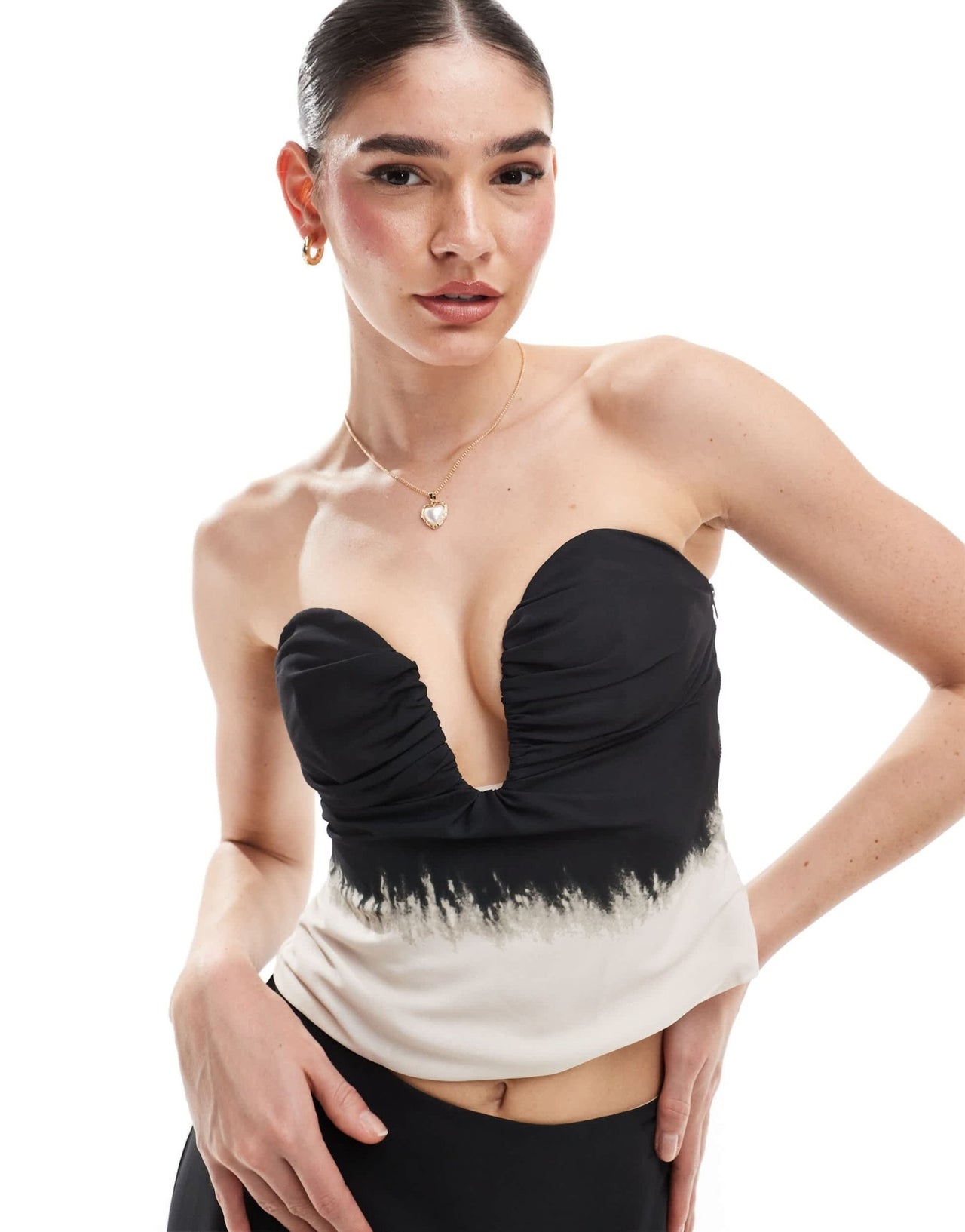 ASOS DESIGN ruched corset co - ord top in ombre print - ASOS Sample Sale EU Store